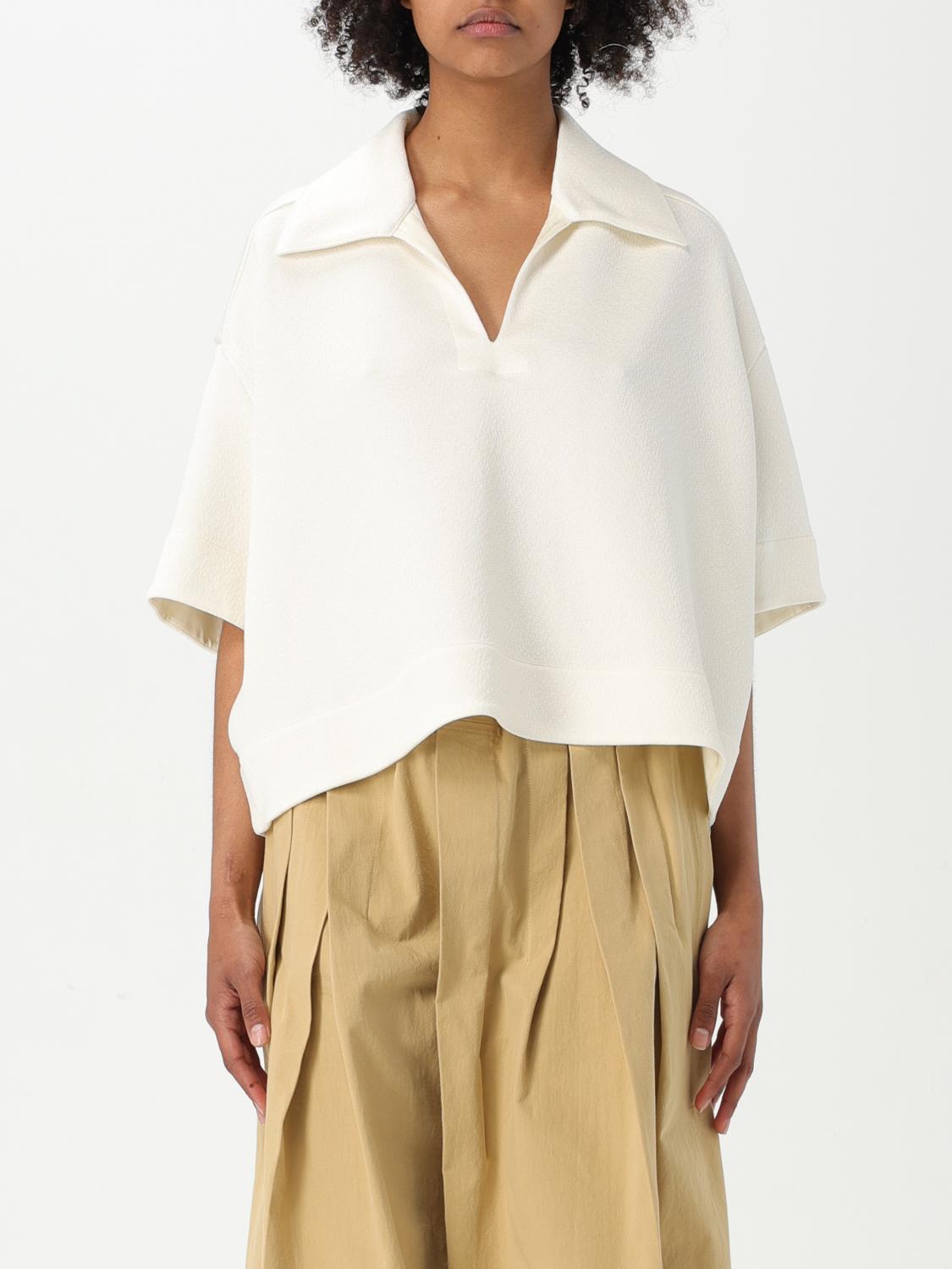Jil Sander Ivory Viscose Blend Oversize Polo Shirt In White