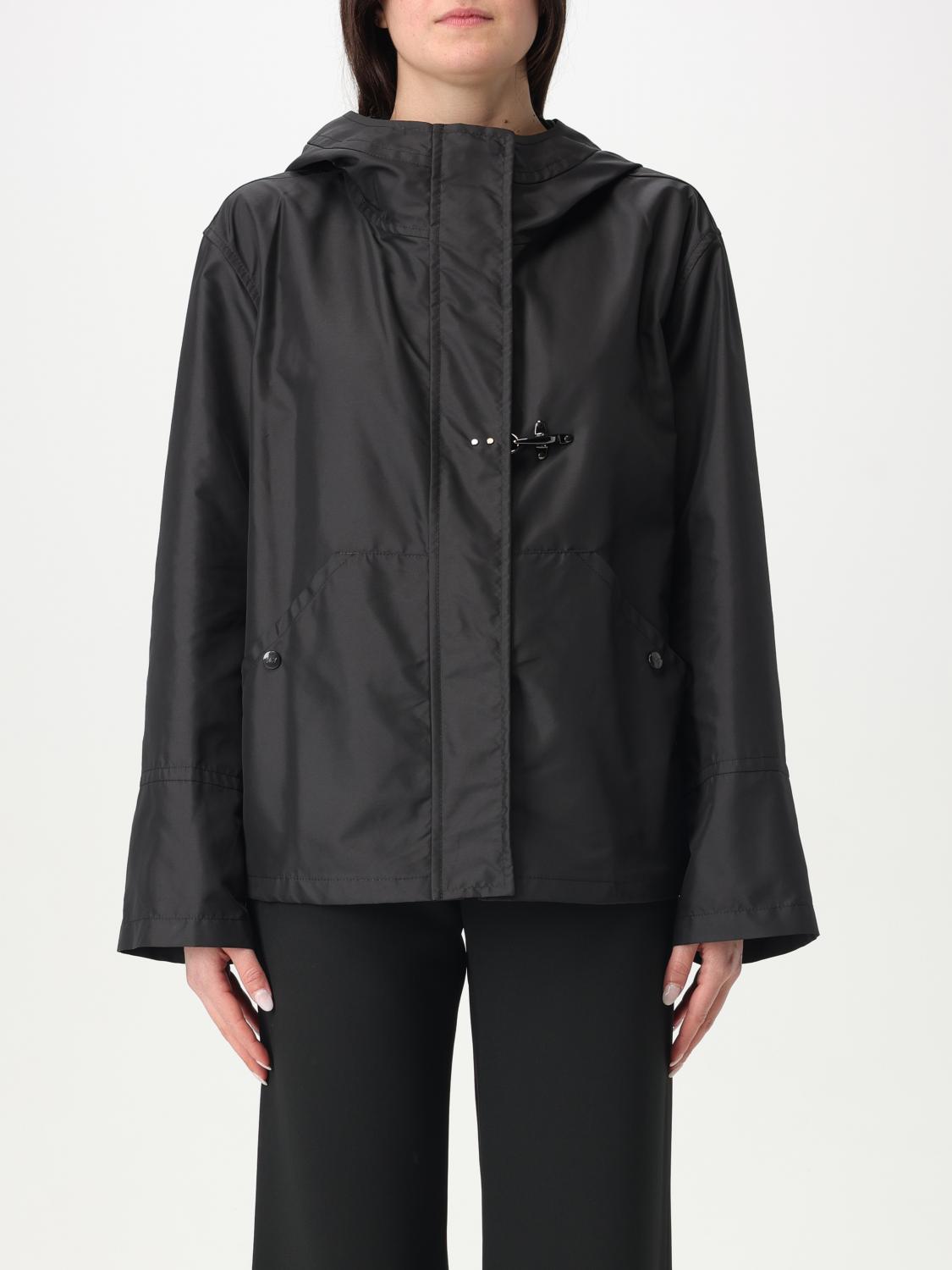 Fay Stretch Gabardine Caban In Black