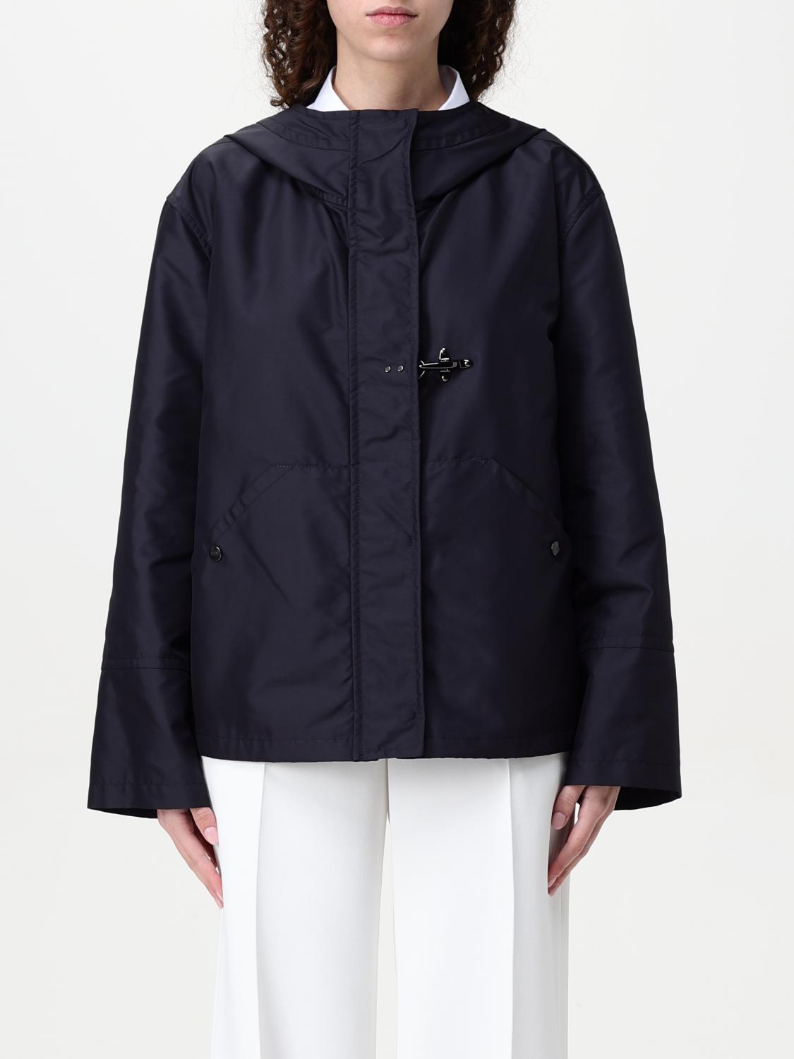 Fay Stretch Gabardine Caban In Blue