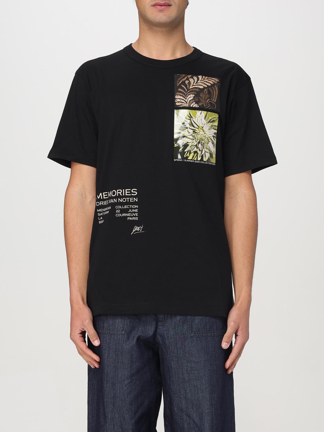 Dries Van Noten Crew Neck Graphic Print T-shirt In Black