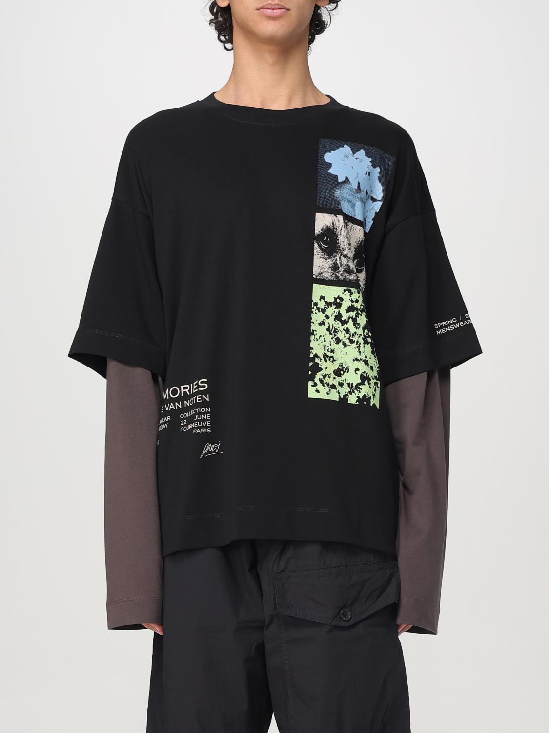 Dries Van Noten Mens Black Hemmings Crewneck Cotton-jersey T-shirt In Black