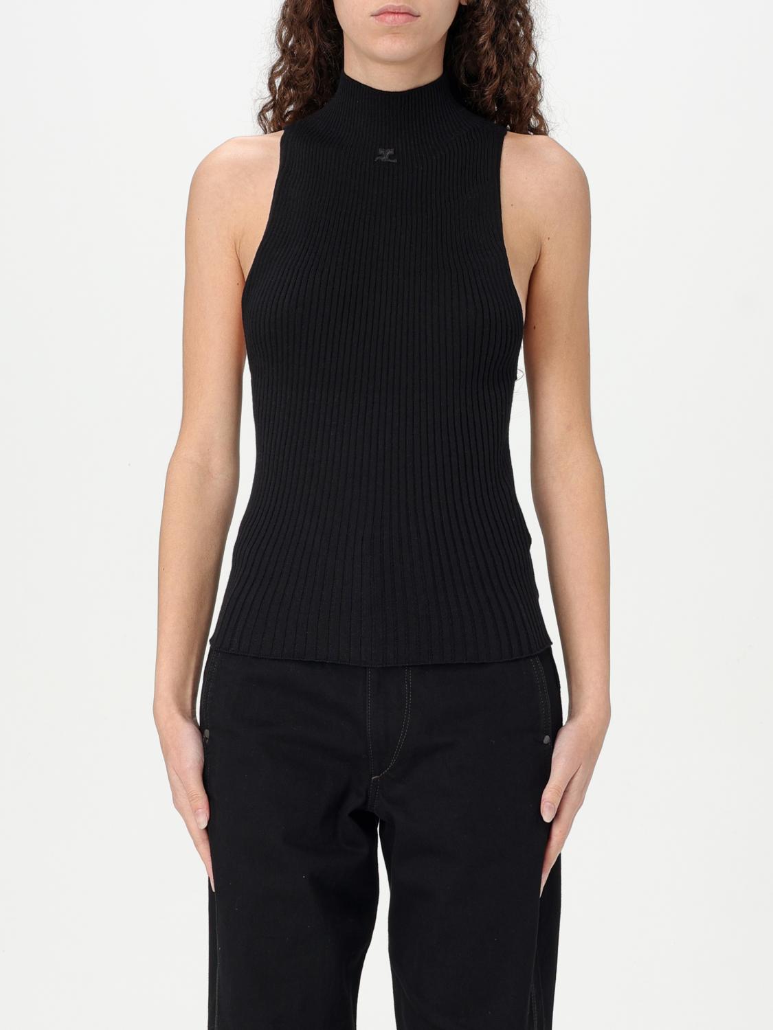 Shop Courrèges Top Woman Color Black