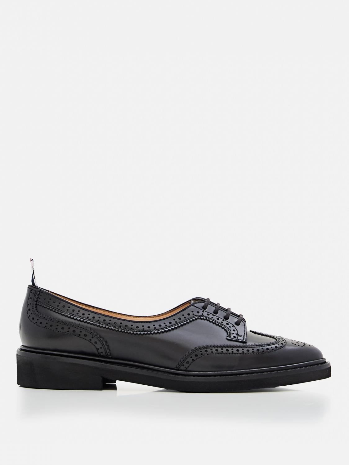 Thom Browne Lace-up Shoes With Flat Sole And Perforated Detailing In Schwarz