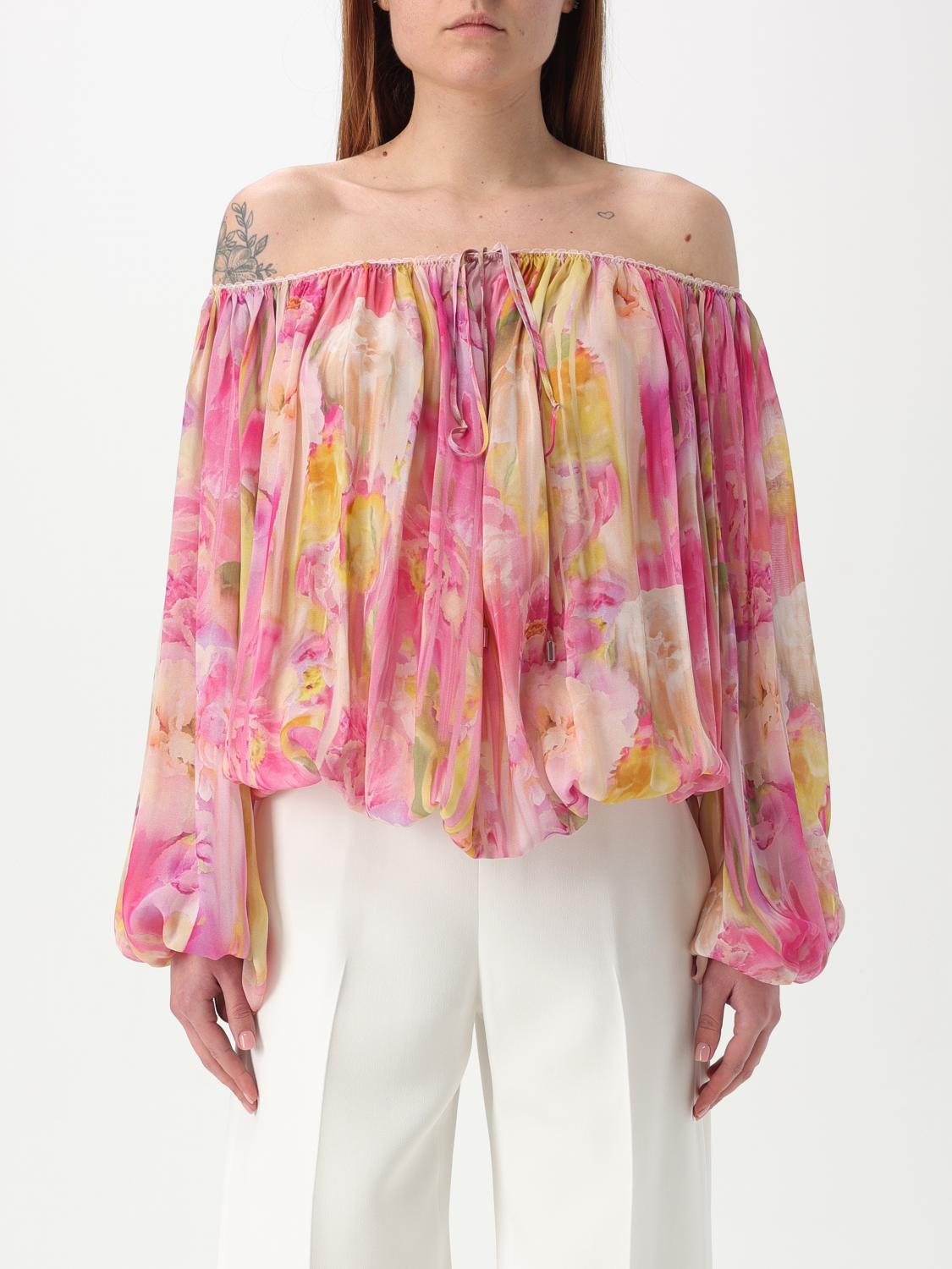 Blumarine Floral-print Georgette Blouse In Pink