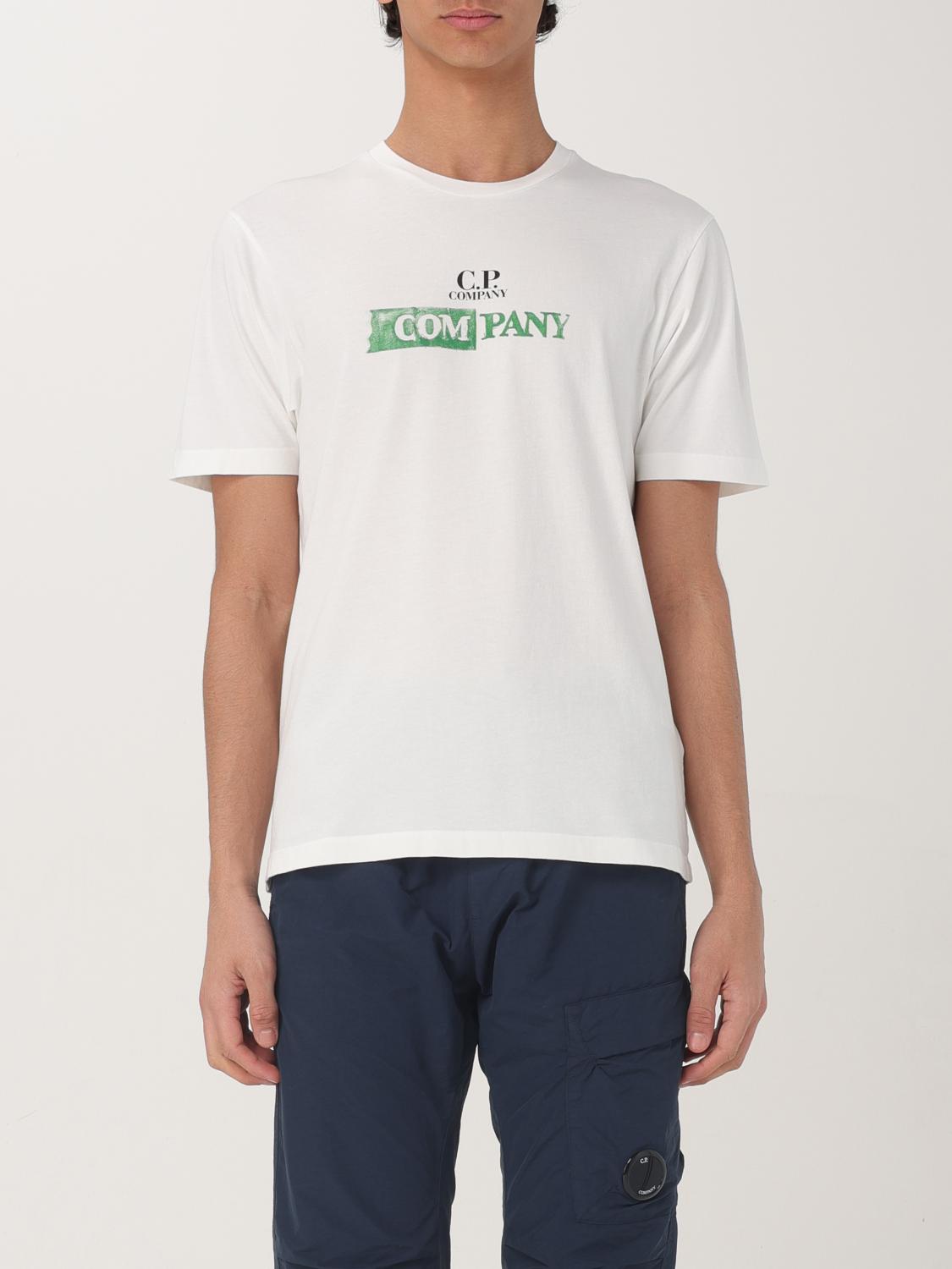 C.p. Company White T-shirt With Logo Printed On The Front And Back In Cotton Man In White