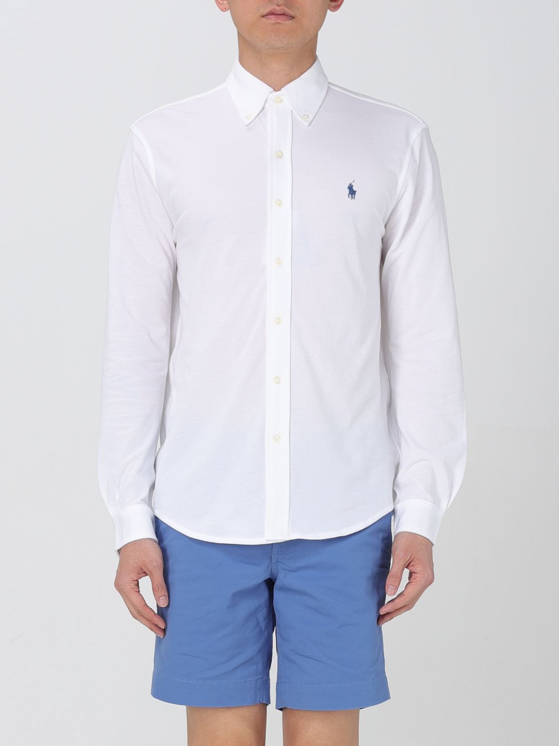 Polo Ralph Lauren Embroidered-logo Cotton Shirt In White