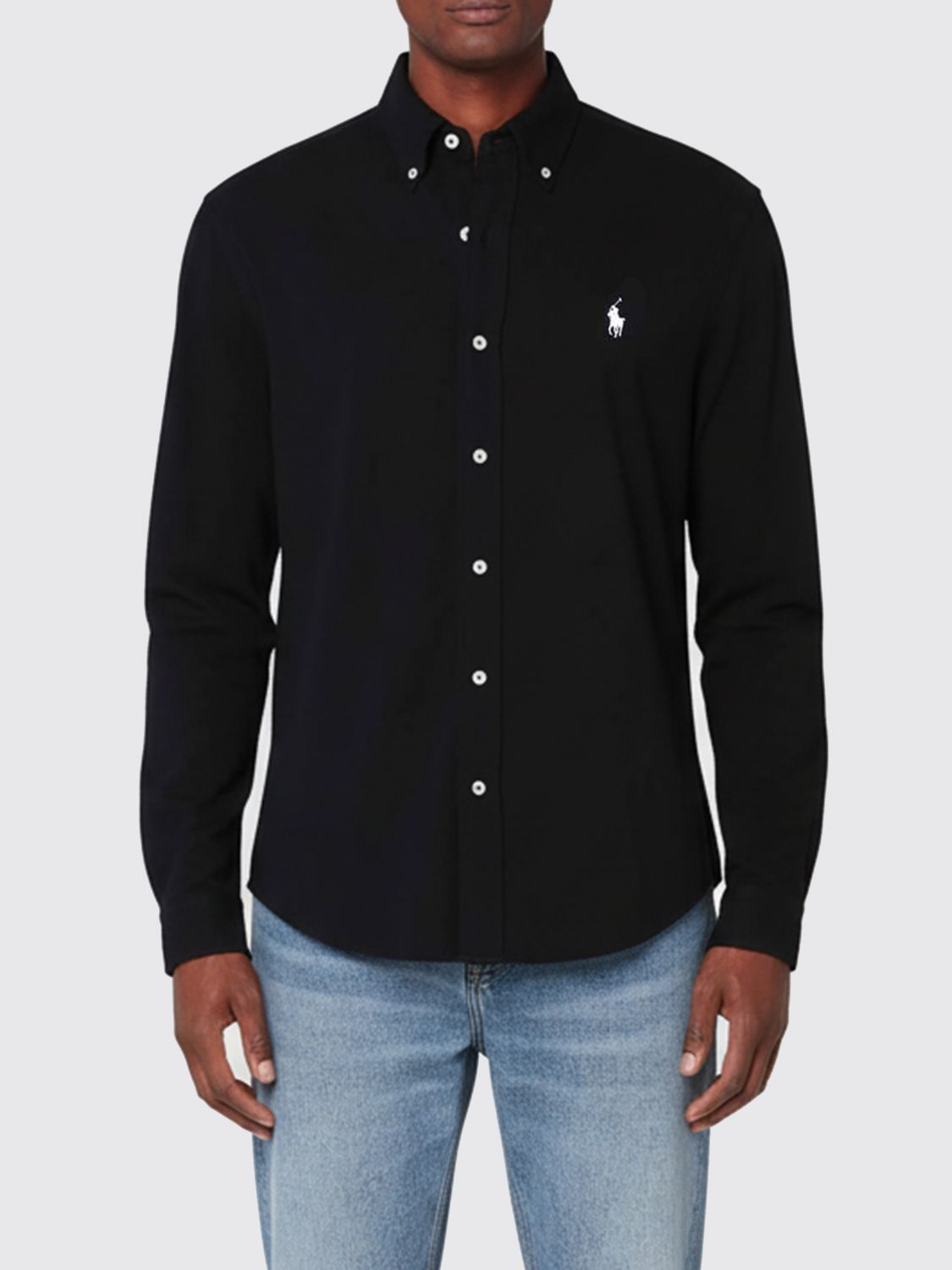 Polo Ralph Lauren Pony Embroidered Buttoned Shirt In Black