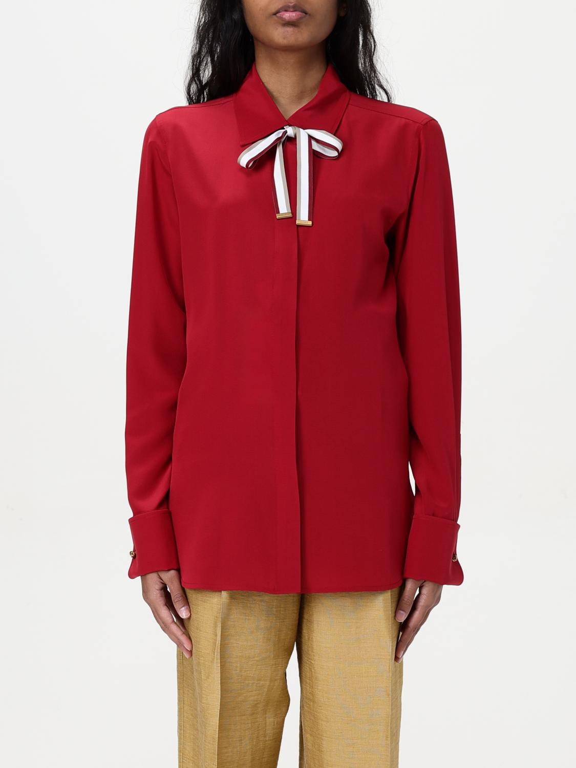Max Mara Apollo Long-sleeved Silk Shirt In Rot
