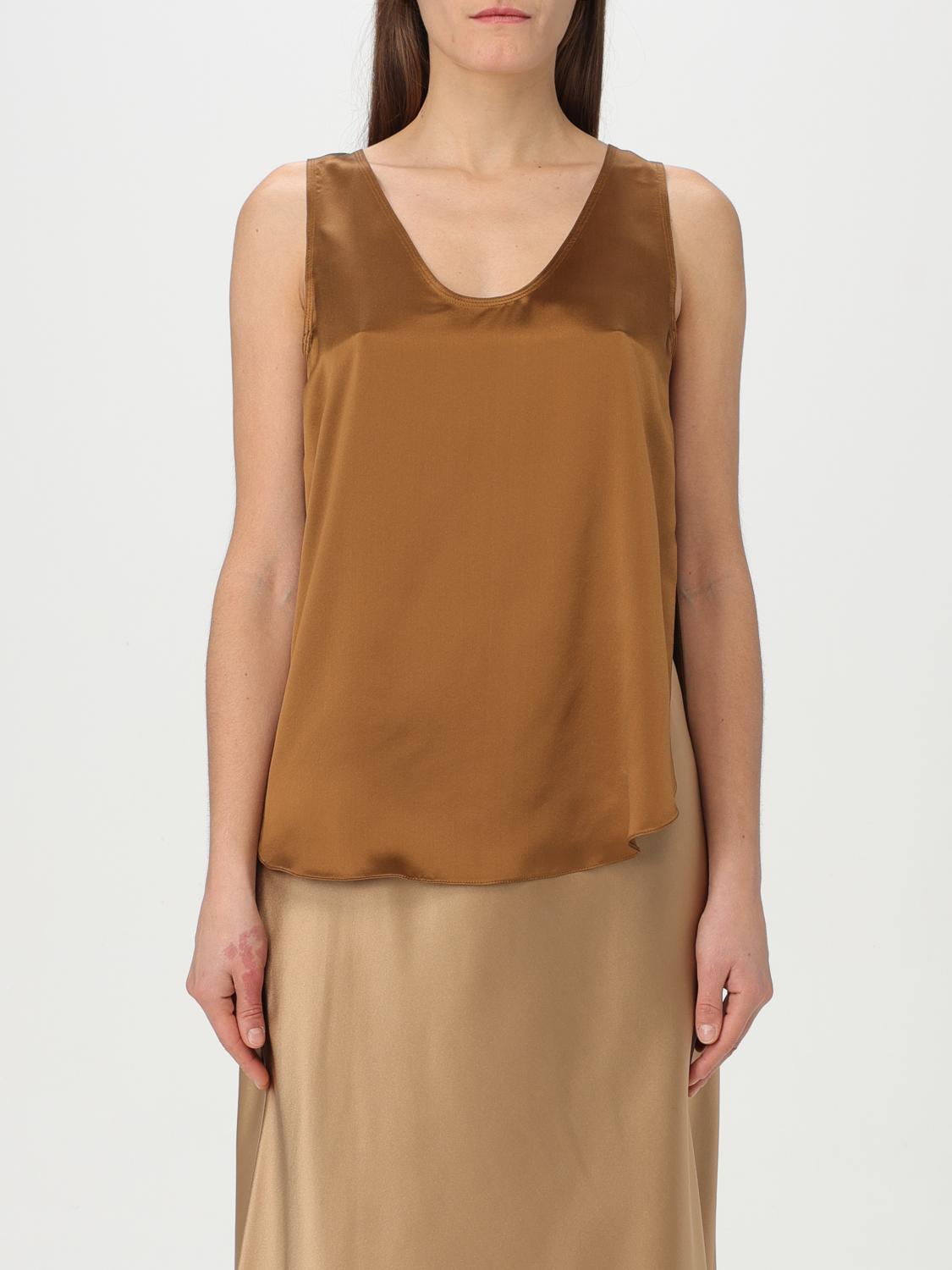 Max Mara Filly Satin Top In Brown