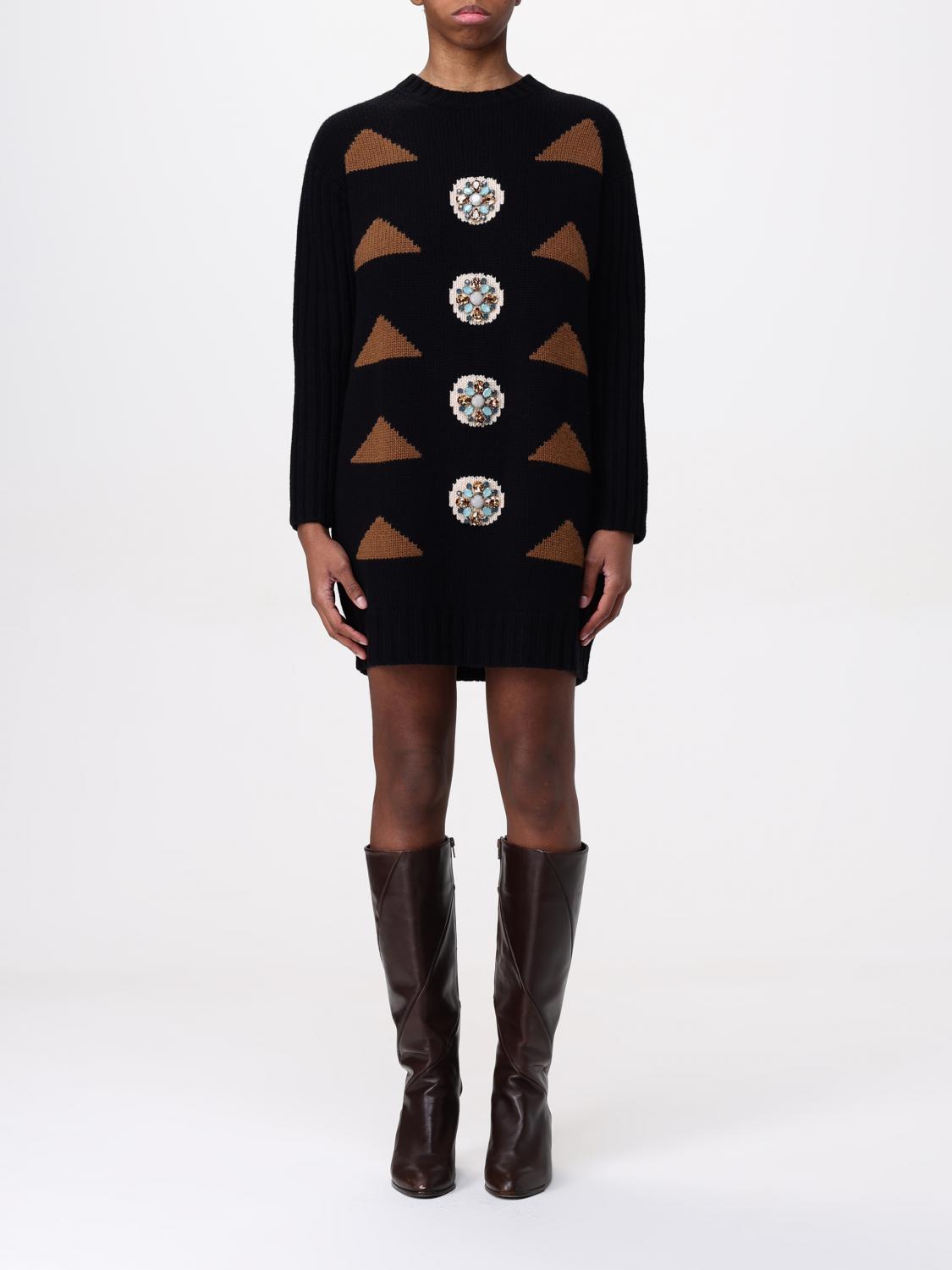 Max Mara Maracas Knitted Dress Black In Black
