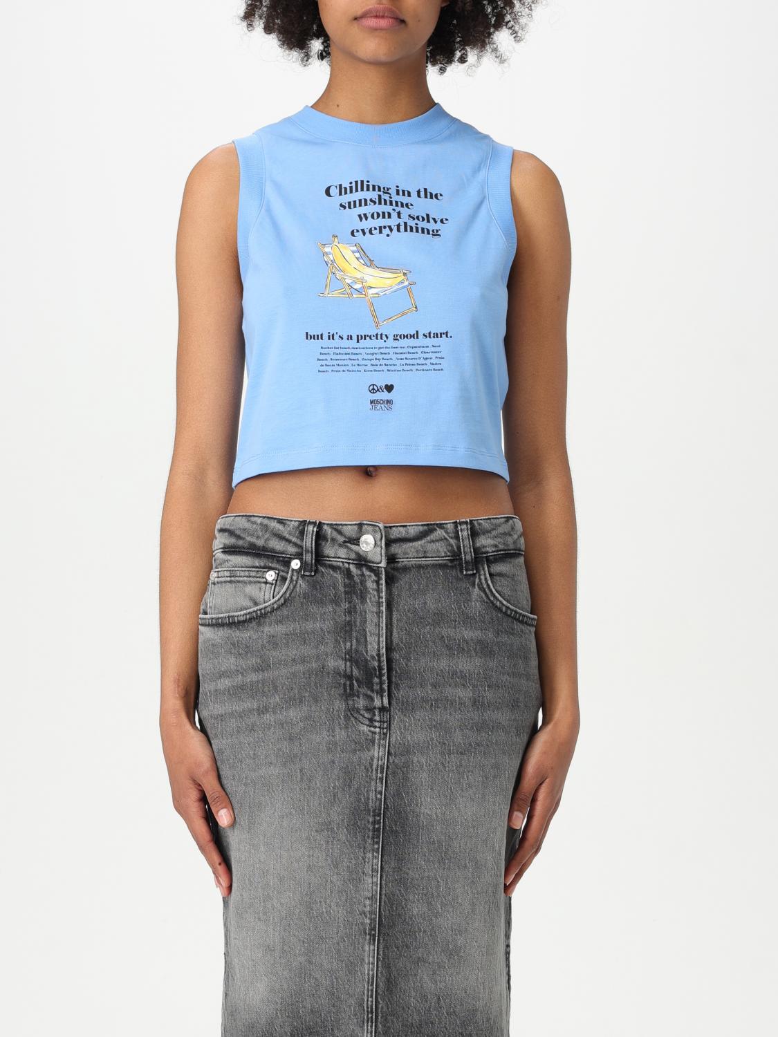 Shop Moschino Jeans T-shirt Woman Color Blue In Blau
