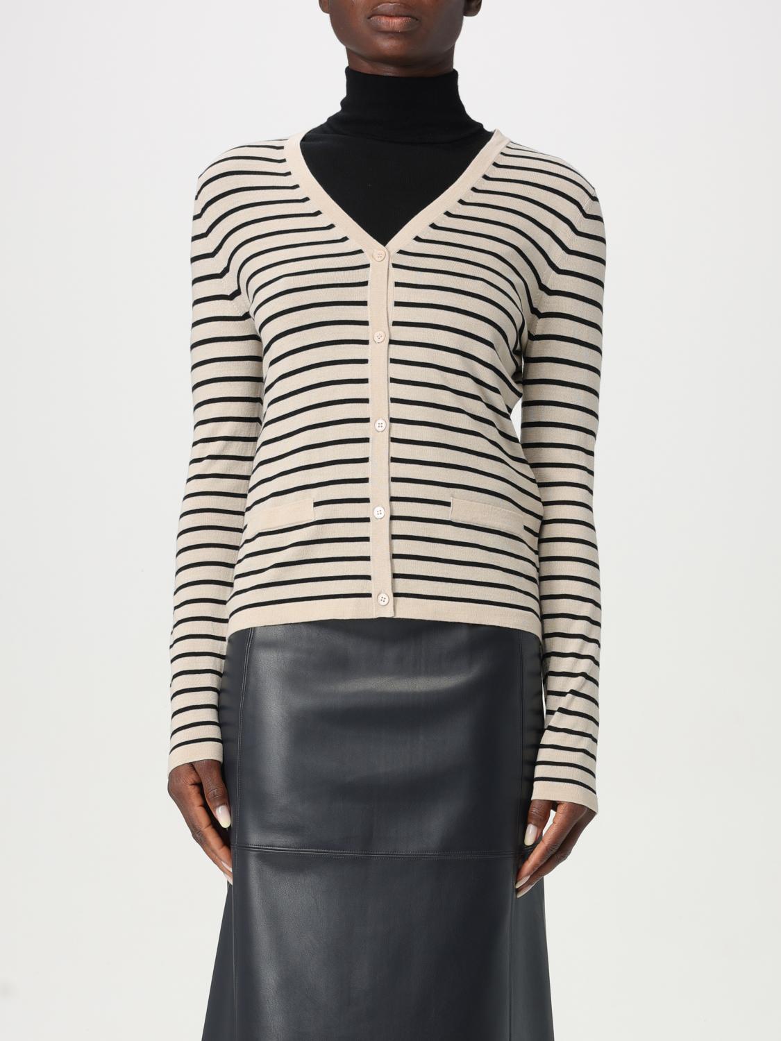 Max Mara Button-down V-neck Sweater In Soft Virgin Wool In Beige