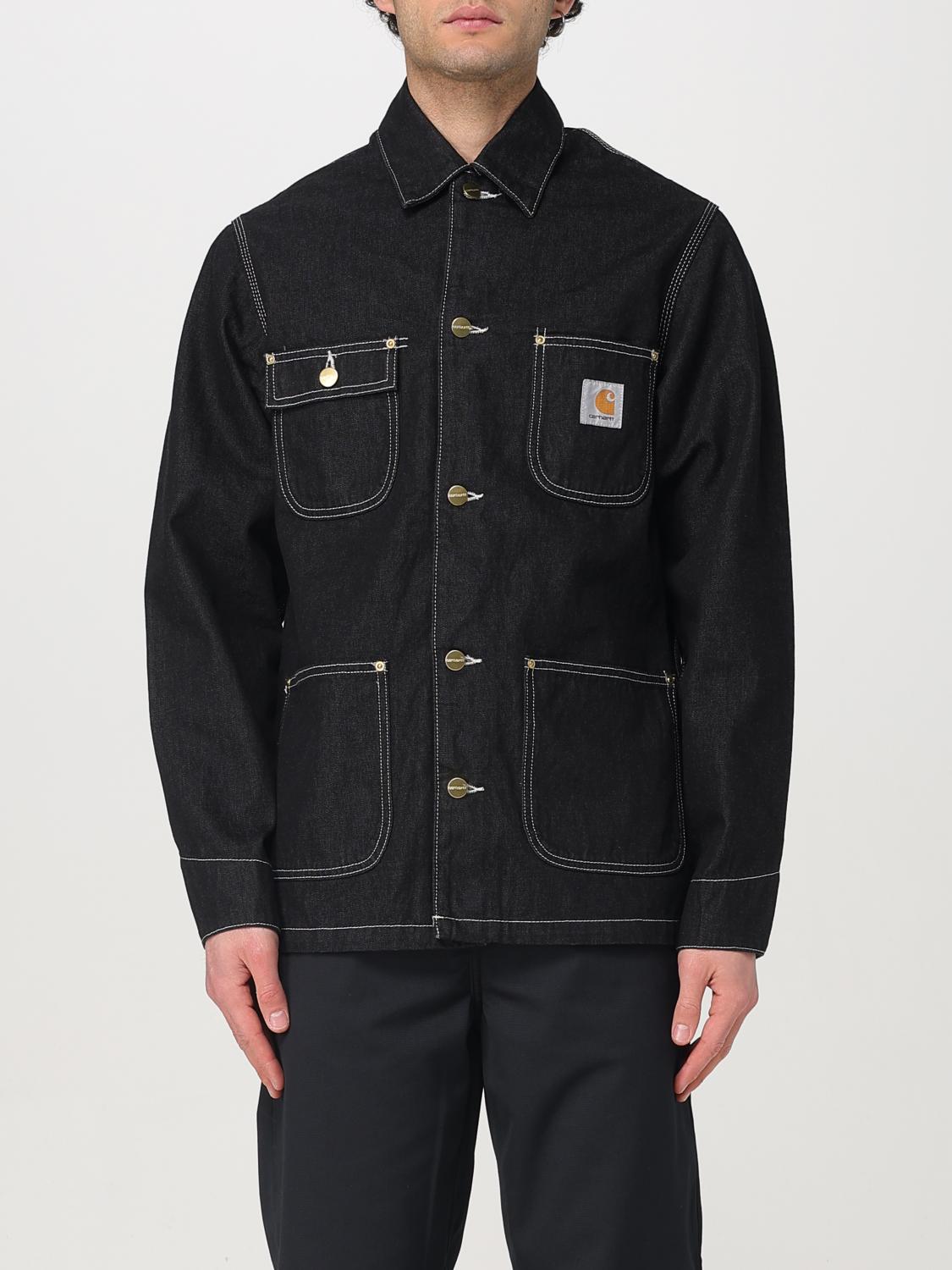 Carhartt Michigan Corduroy-trimmed Organic Cotton-canvas Chore Jacket In Black