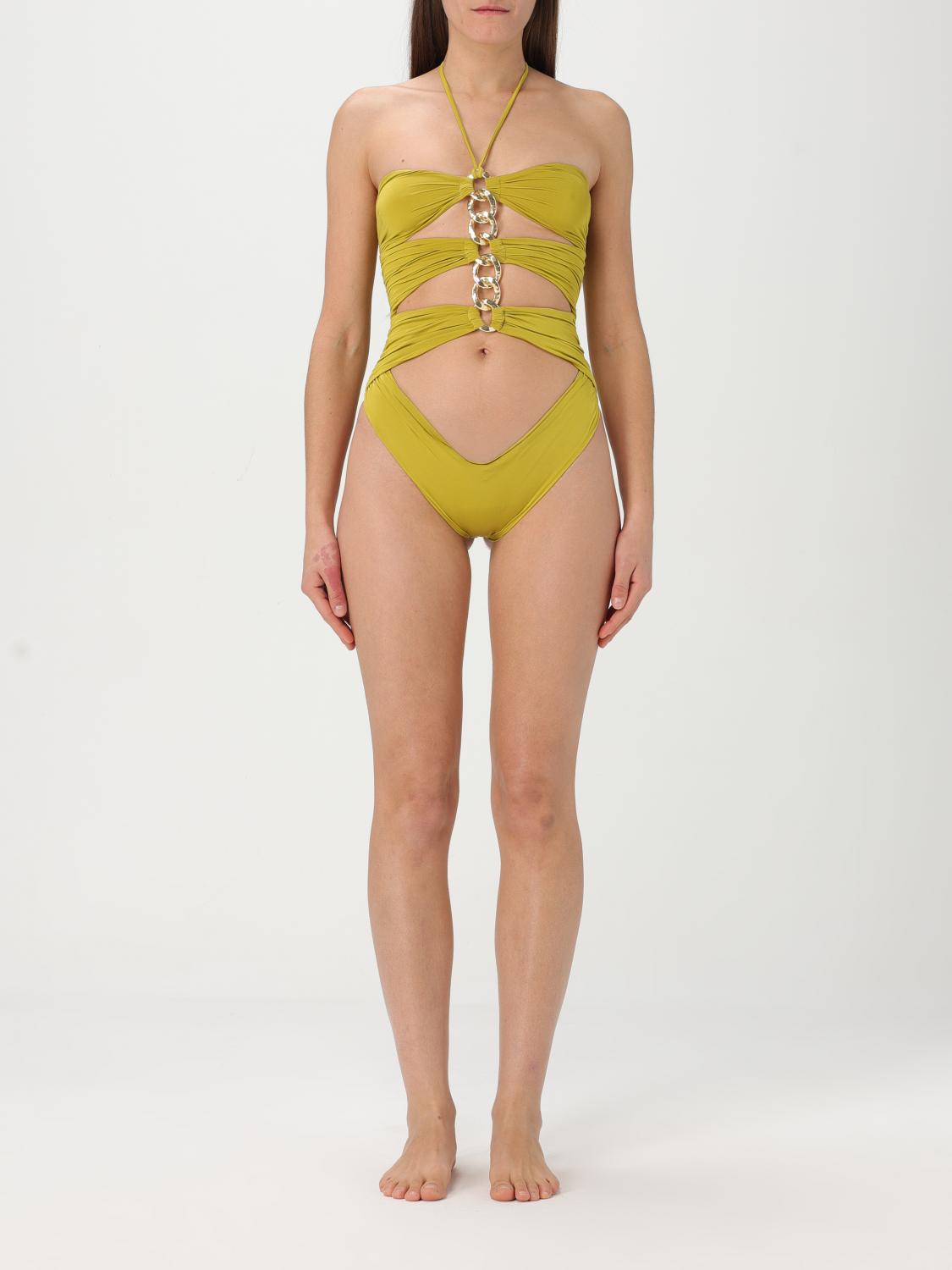 Elisabetta Franchi Chain-accented One-piece Swimsuit With Cut-out Details In Green