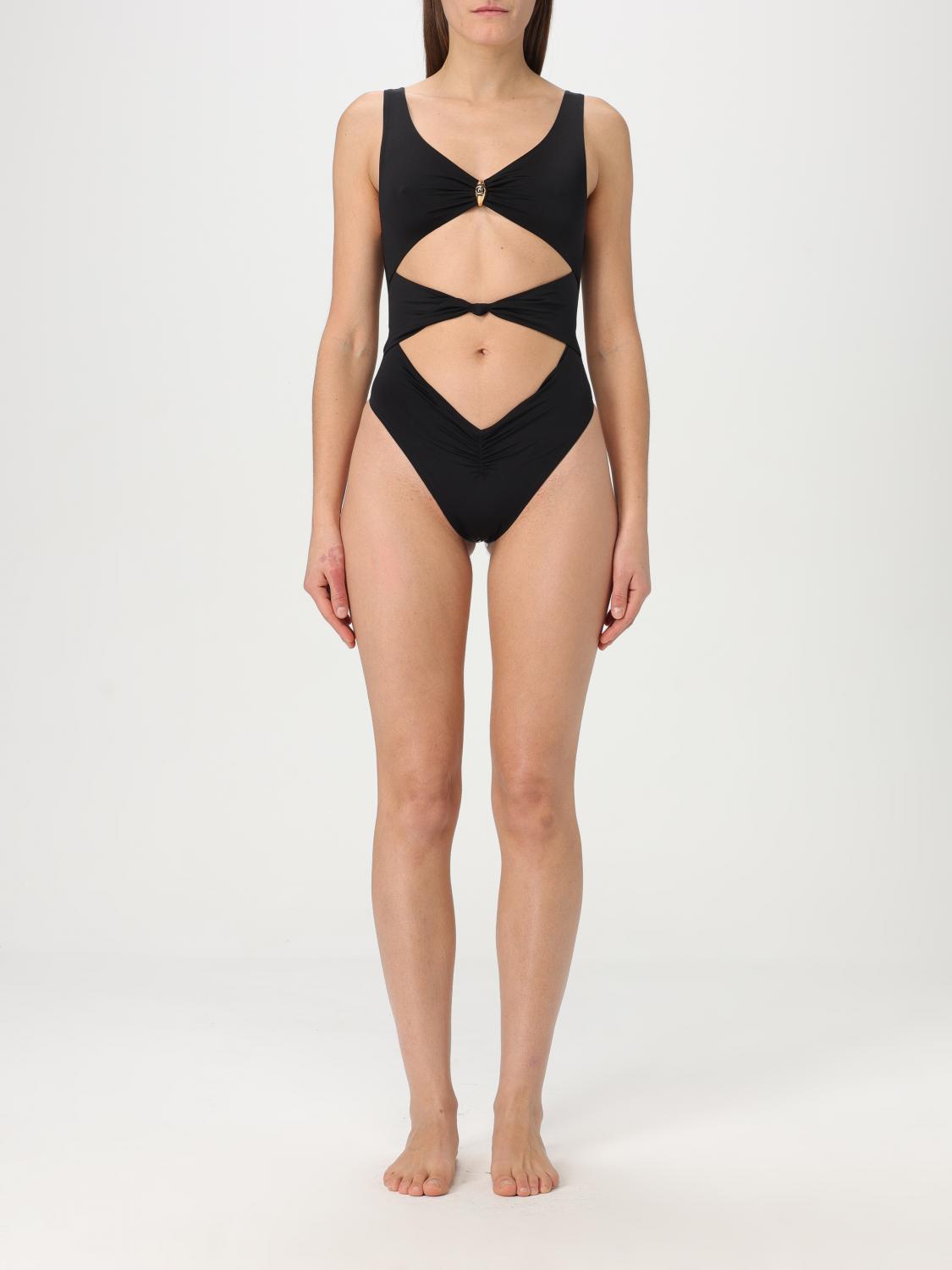 Elisabetta Franchi Knotted Cut-out High-leg Swimsuit In Black
