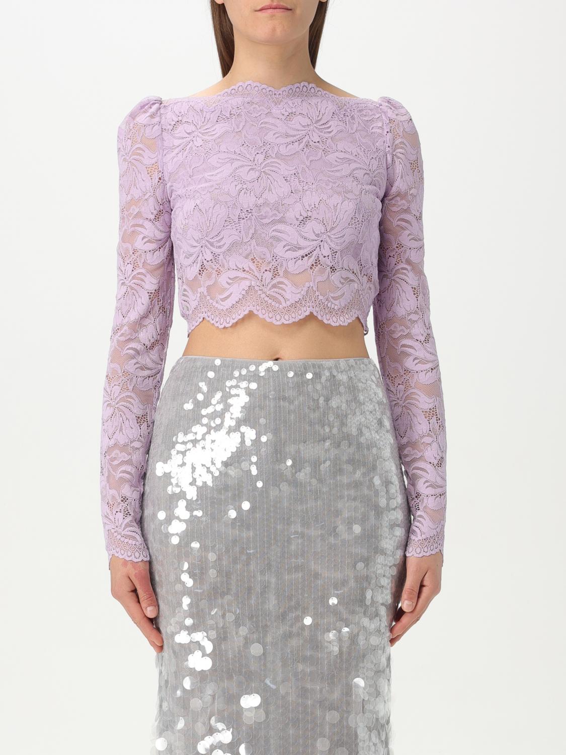 Rabanne Lavender Lace-effect Top With Boat Neckline In Lavendel