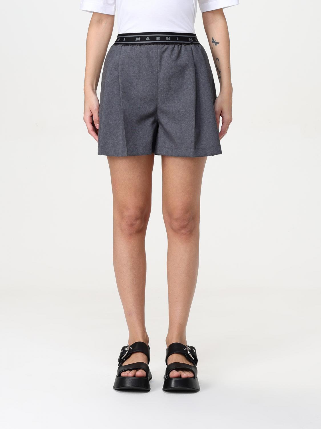 Marni Pleated Shorts With Branded Band In Grau