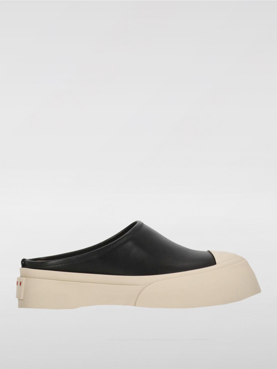 Marni Pablo Leather And Shearling Clog In Black