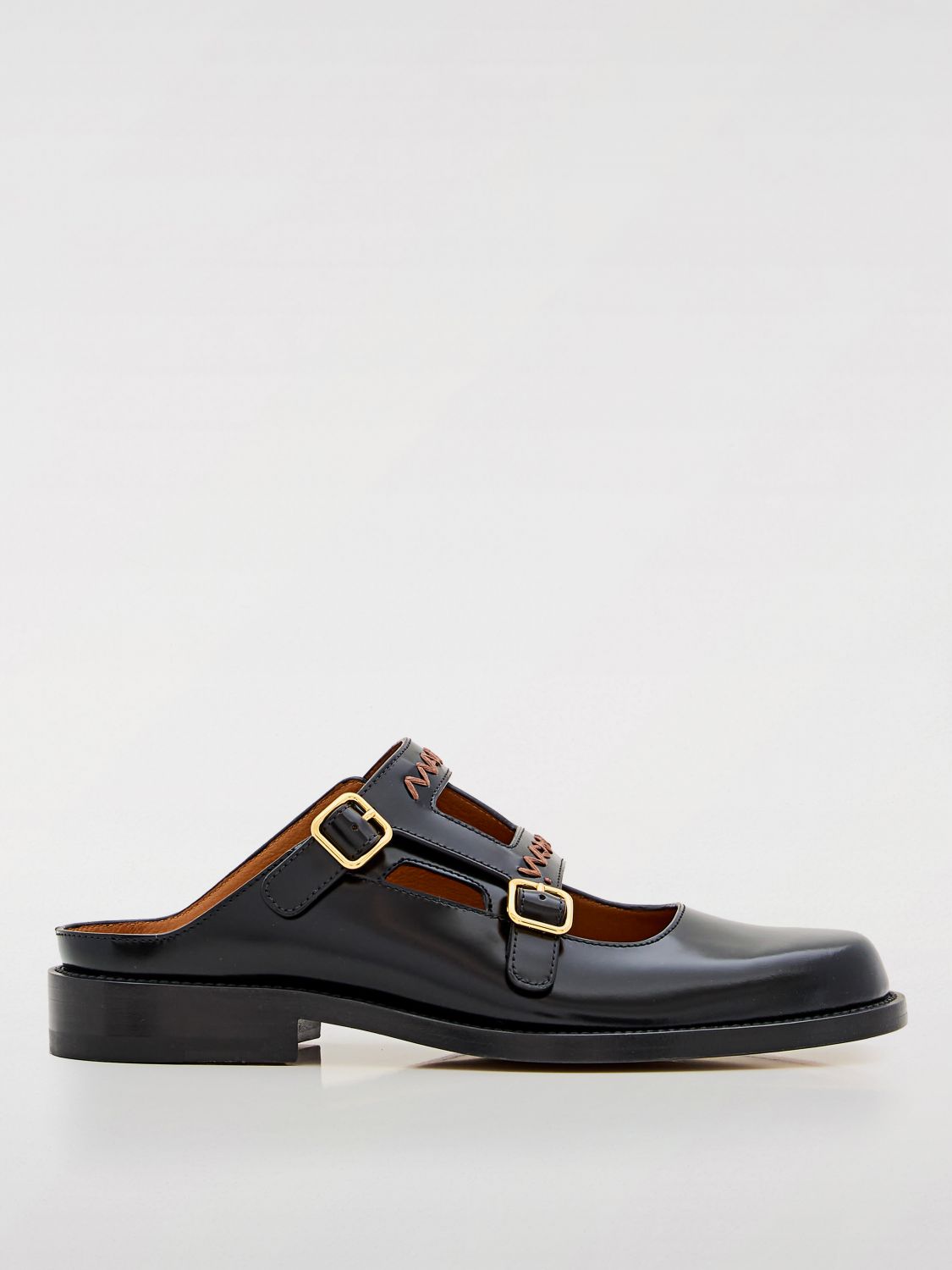 Marni Bambi 3.0 Moccasin Sabot Made Of Brushed Calfskin In Black