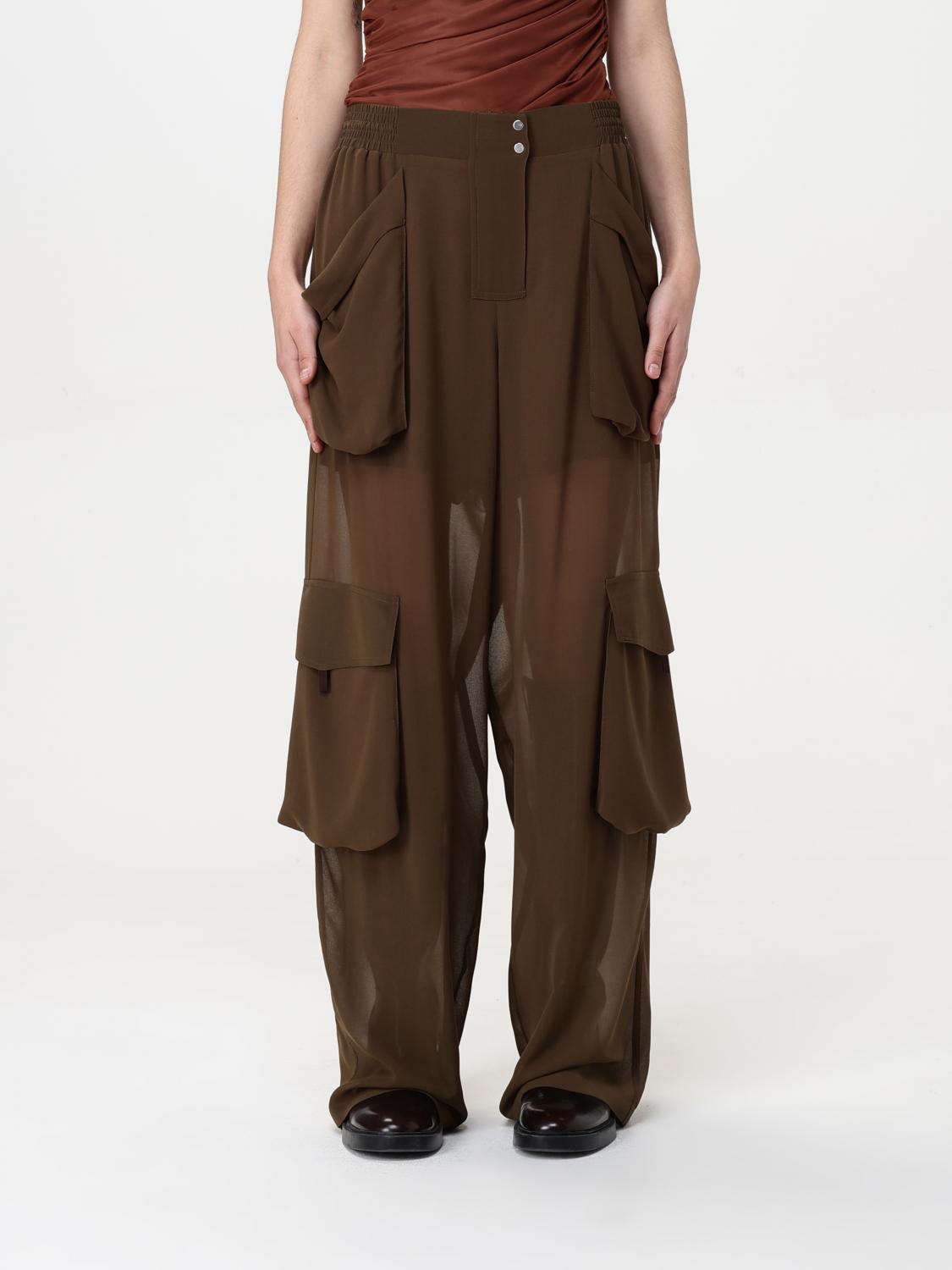 Pinko Transparent Georgette Cargo Pants In Grün