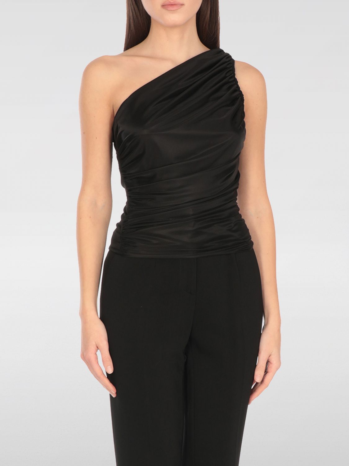 Pinko One-shoulder Draped Top With Ruched Detailing
