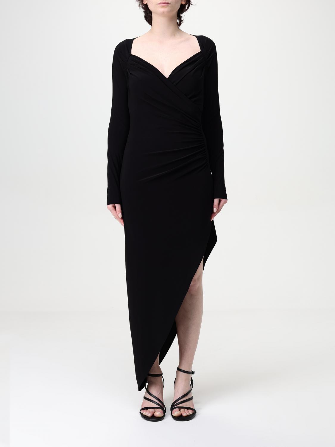 Norma Kamali Black Dress With Draped Details And Bare Shoulders In Tech Fabric Woman In Black