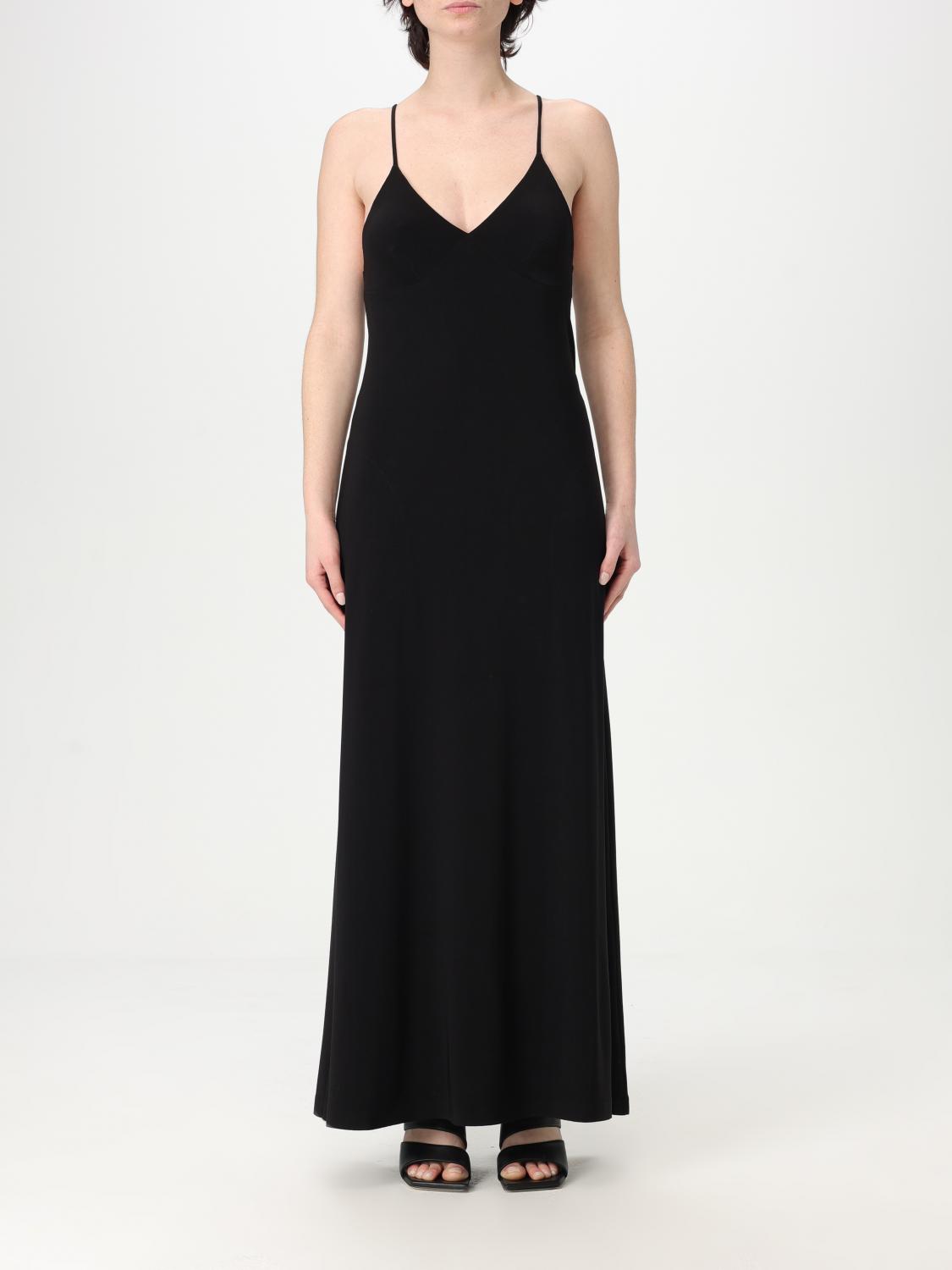 Norma Kamali Maxi Dress With Spaghetti Straps And V-neck In Black