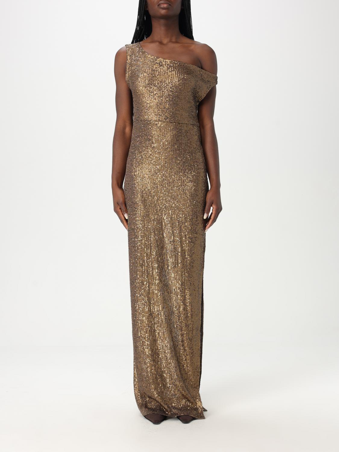 Shop Norma Kamali Dress Woman Color Gold