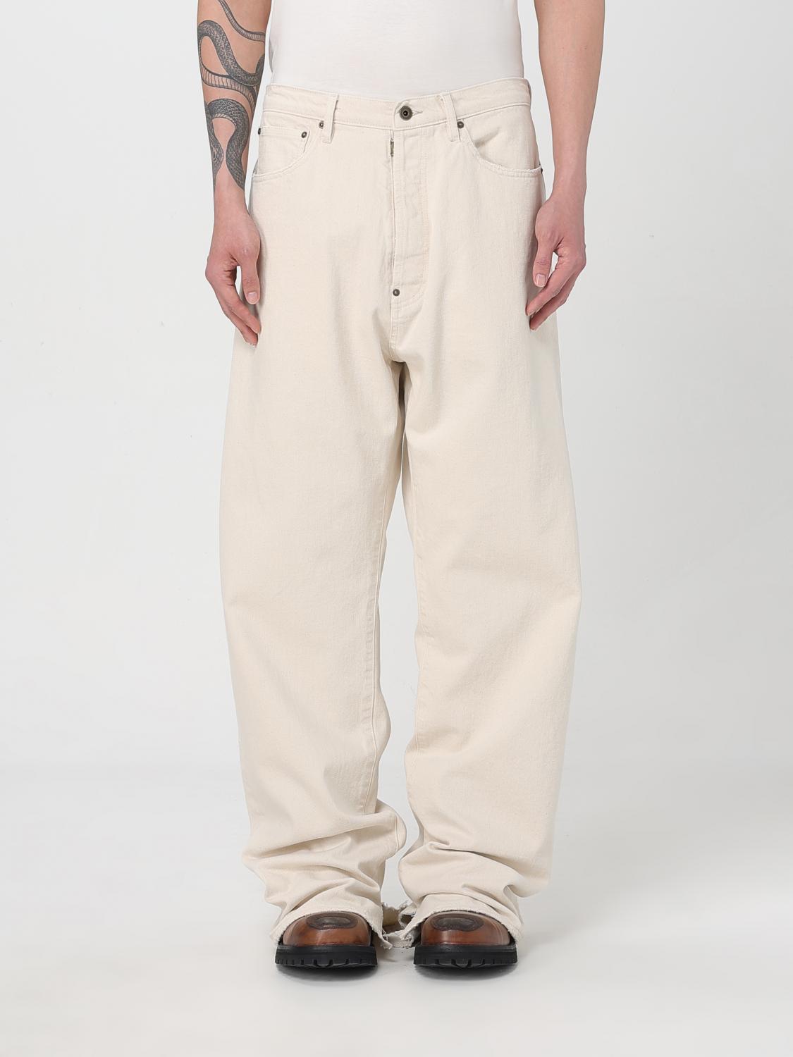 Maison Margiela Ecru Cotton Trousers Men In Ecru