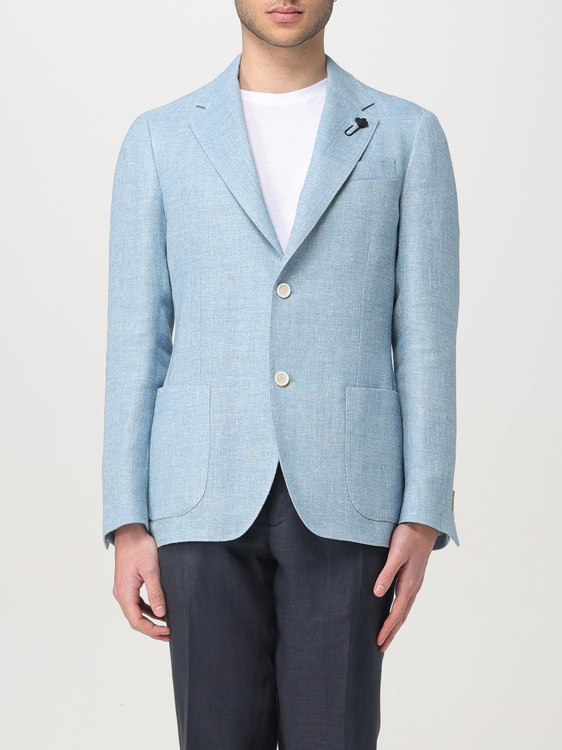 Lardini Blazer Men Color Gnawed Blue In Gnawed Blue