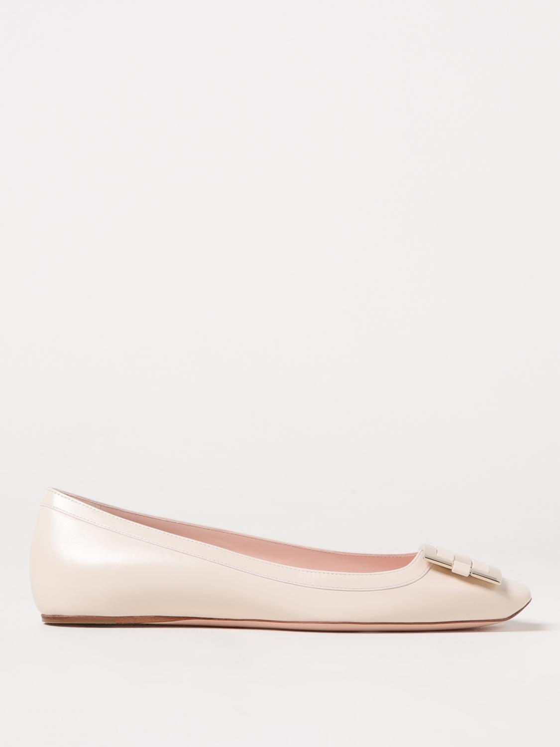 Roger Vivier Women's Trompette Leather Ballet Flats In Weiss
