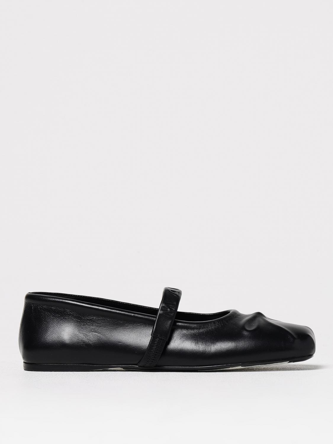 Marni Black Ballerinas With Embossed Bow Detail On The Front In Leather Woman In Black