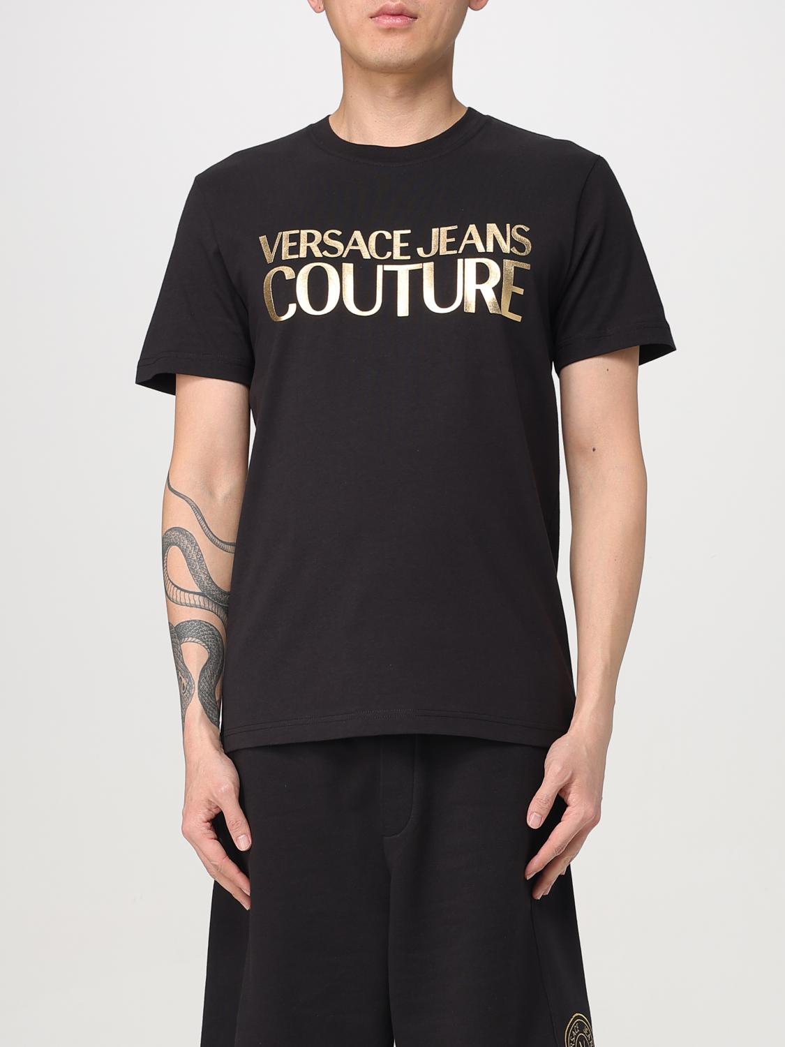 VERSACE JEANS COUTURE T-Shirt Men color Black　VERSACE JEANS COUTURE Tシャツ メンズ カラー ブラック VERSACE