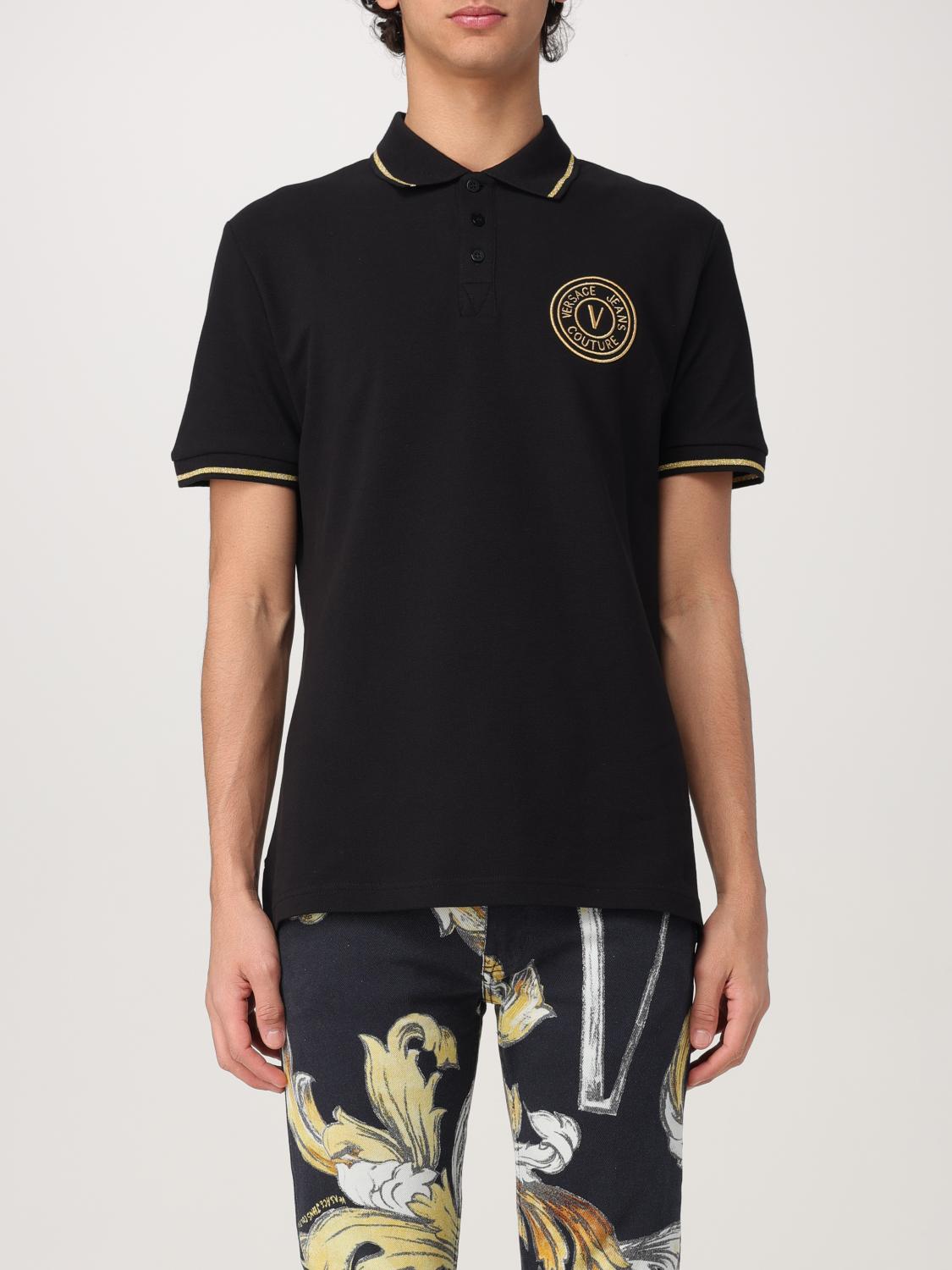 VERSACE JEANS COUTURE Polo Shirt Men color Black　VERSACE JEANS COUTURE ポロシャツ メンズ カラー ブラック VERSACE