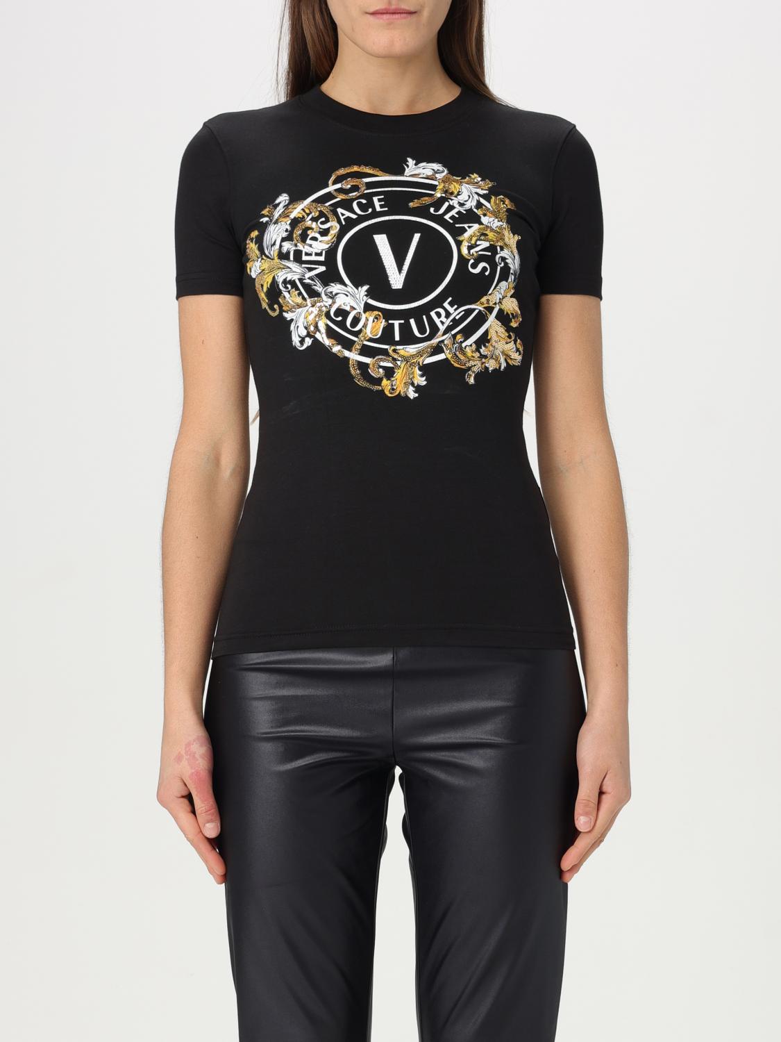 Shop Versace Jeans Couture T-shirt  Woman Color Black In Schwarz