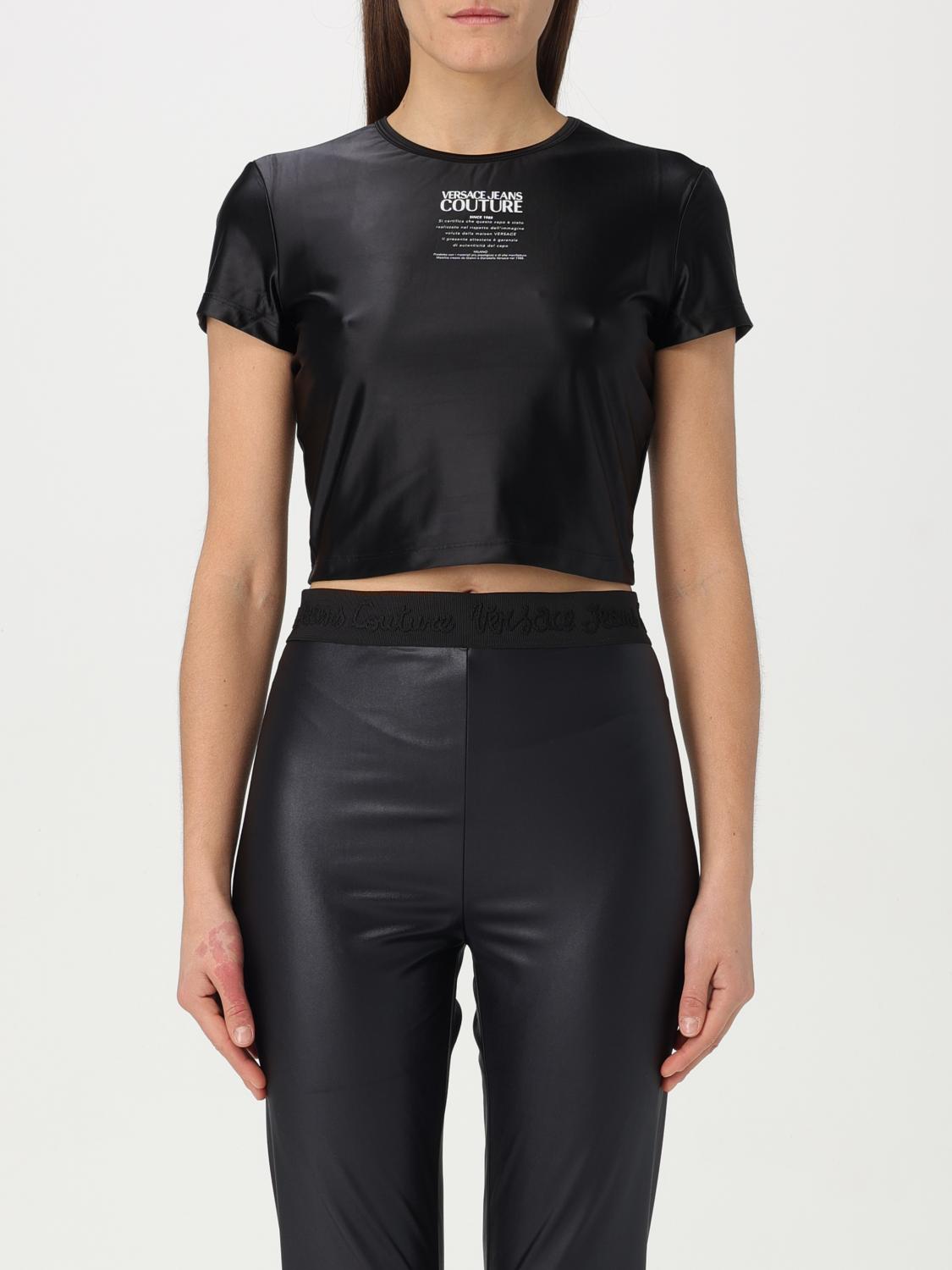 VERSACE JEANS COUTURE T-Shirt Woman color Black　VERSACE JEANS COUTURE Tシャツ ウィメンズ カラー ブラック VERSACE
