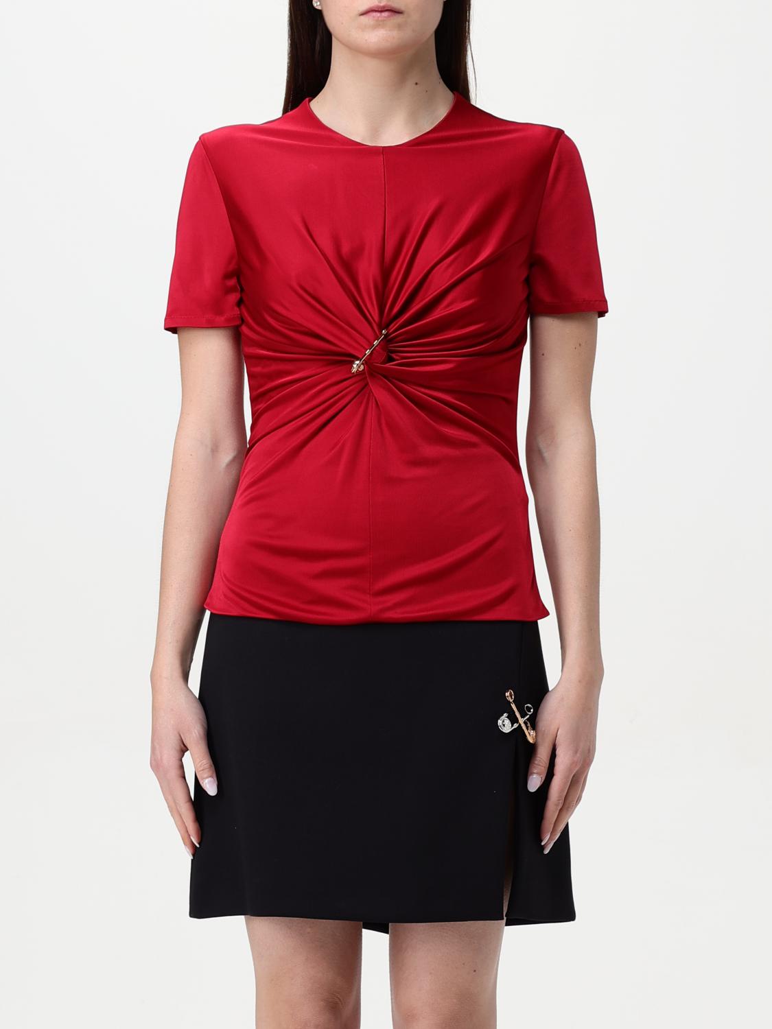 Versace Liquid Viscose Jersey Top In Red