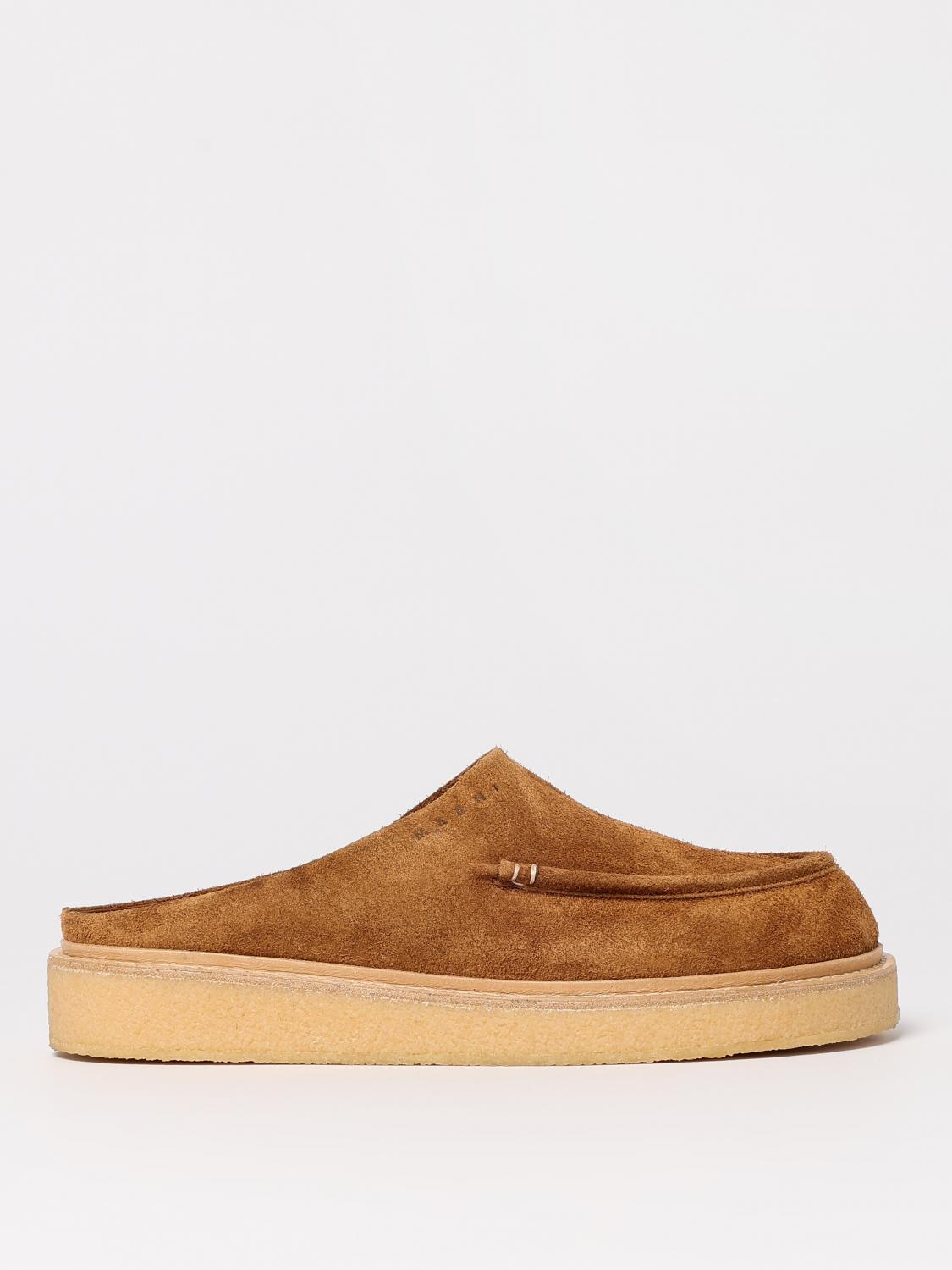 Marni Brown Suede Sabot Slip-on Loafers In Brown