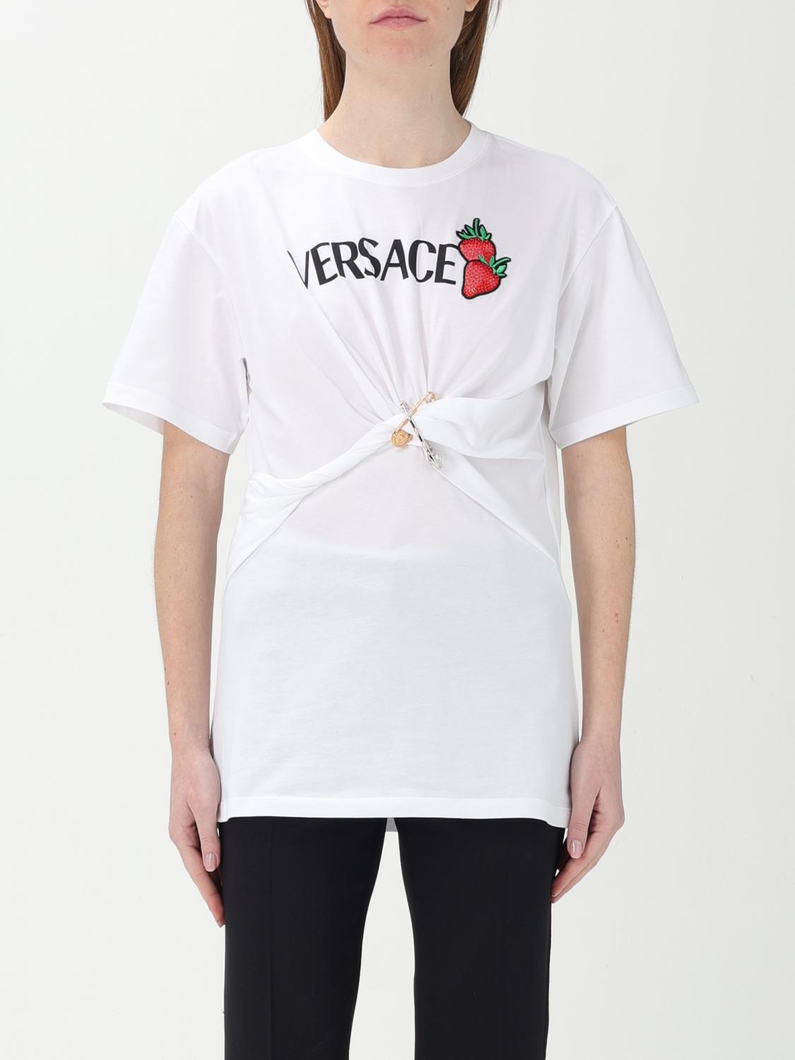 Versace Safety Pin Embroidered T-shirt In White