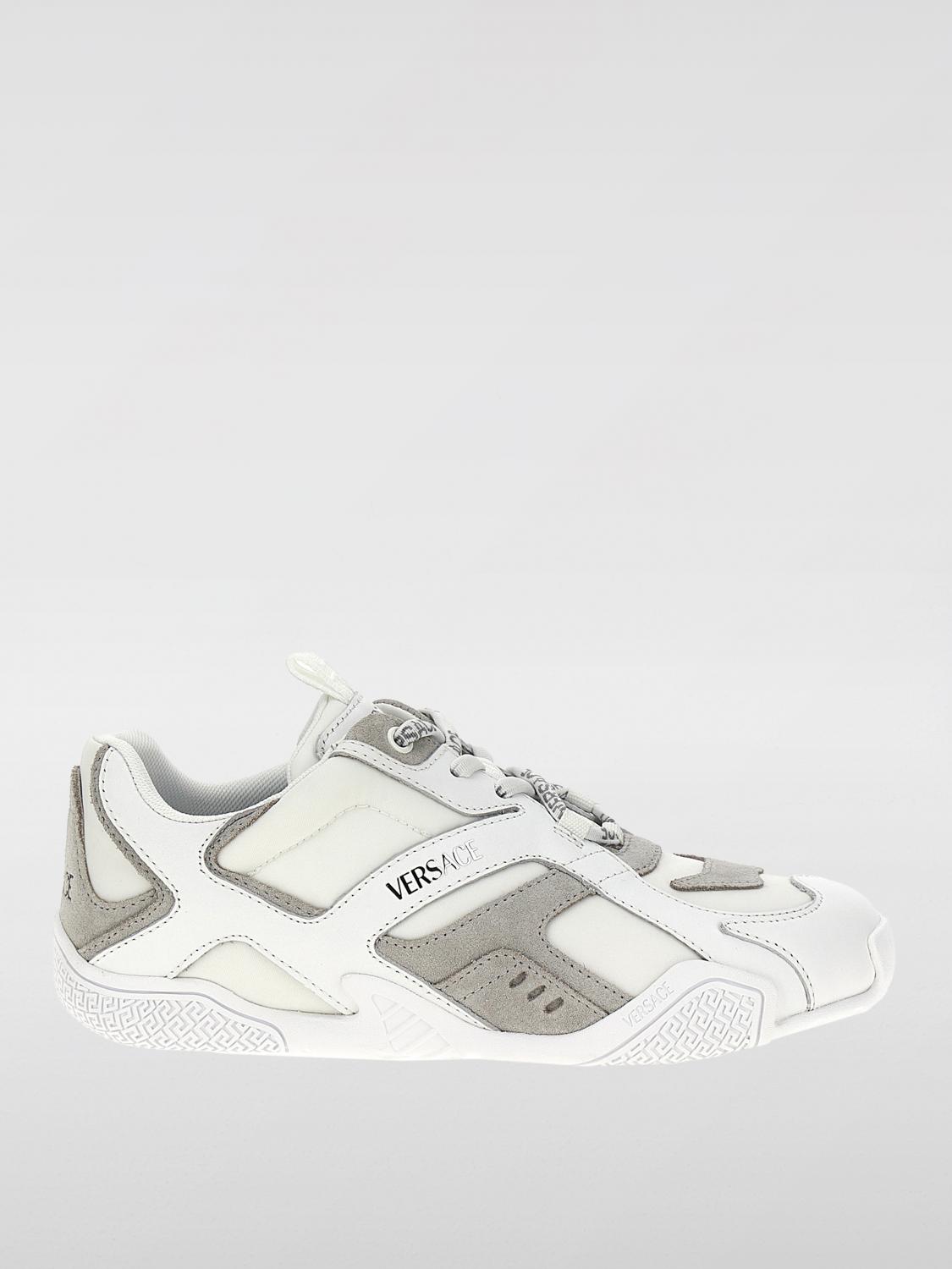 Versace Galaxia Suede-trimmed Leather Sneakers In White