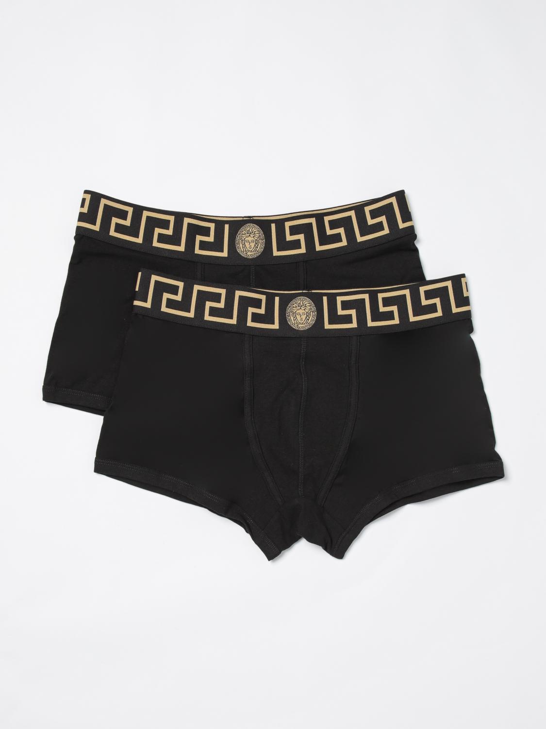 Versace Black Briefs With Elastic Waist With Medusa Print In Black