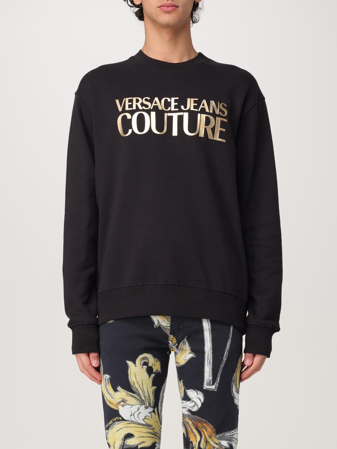 VERSACE VERSACE JEANS COUTURE Sweatshirt Men color Black　VERSACE JEANS COUTURE スウェットシャツ メンズ カラー ブラック