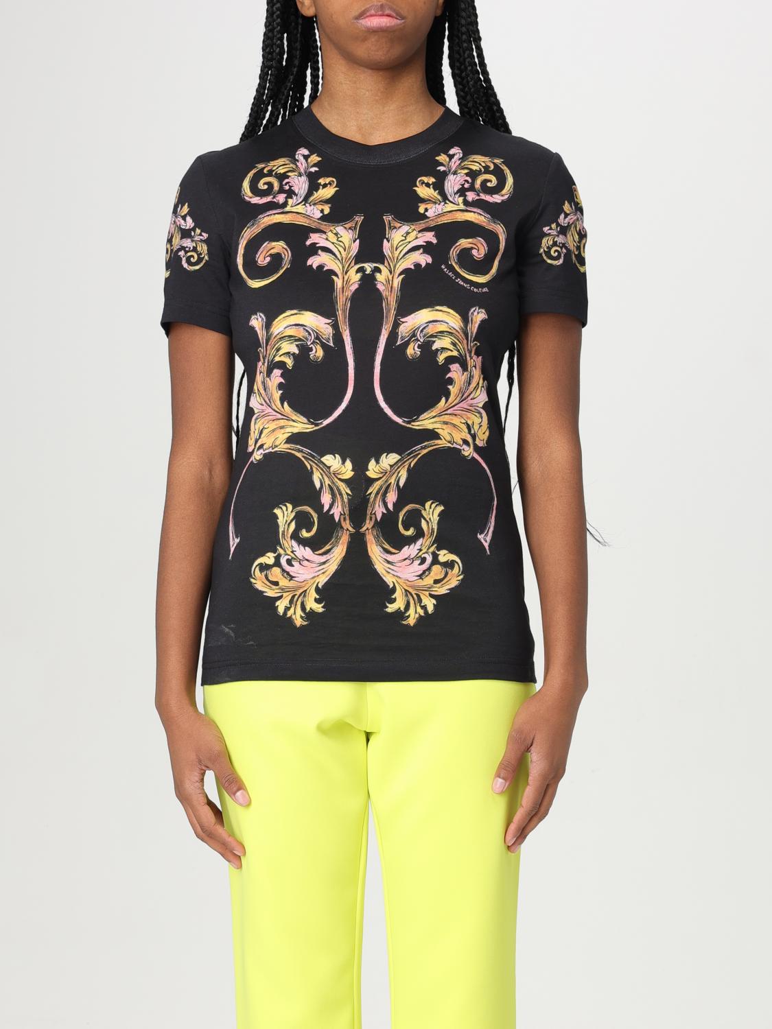 Versace Jeans Couture Graphic Print Crew-neck Cotton T-shirt In Black