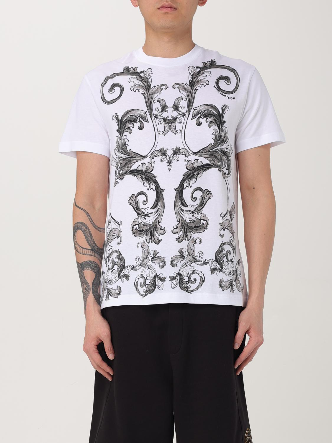 Versace Jeans Couture White Barocco Outline T-shirt In White