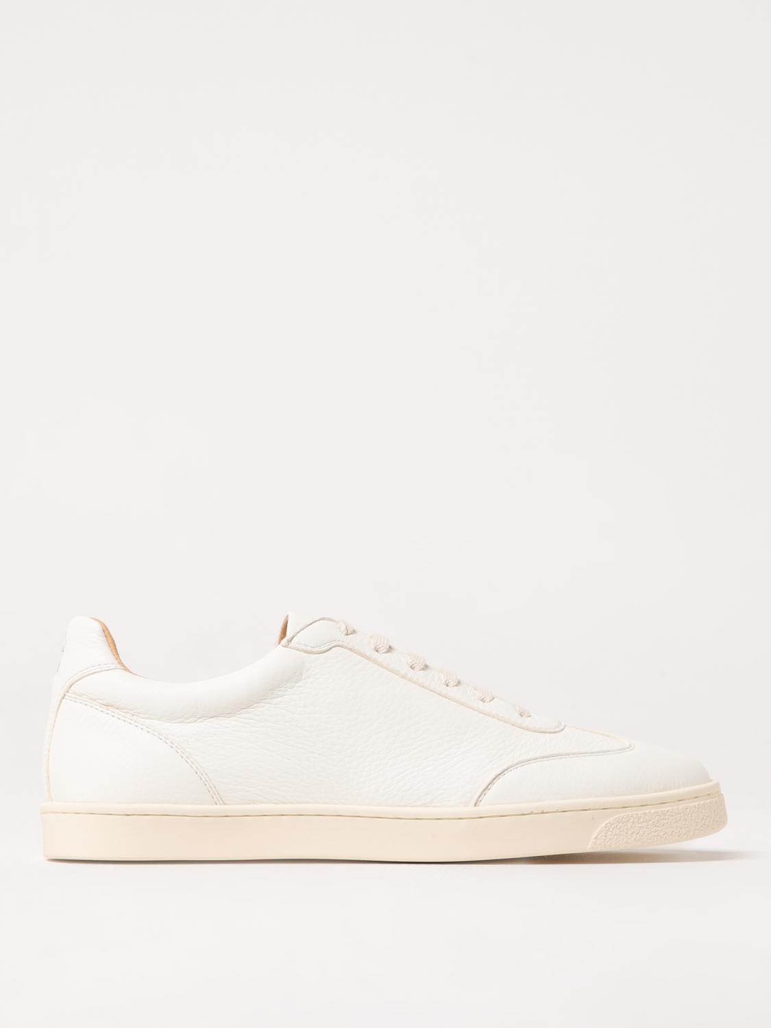 Brunello Cucinelli Leather Low-top Sneakers Rubber Sole In Weiss