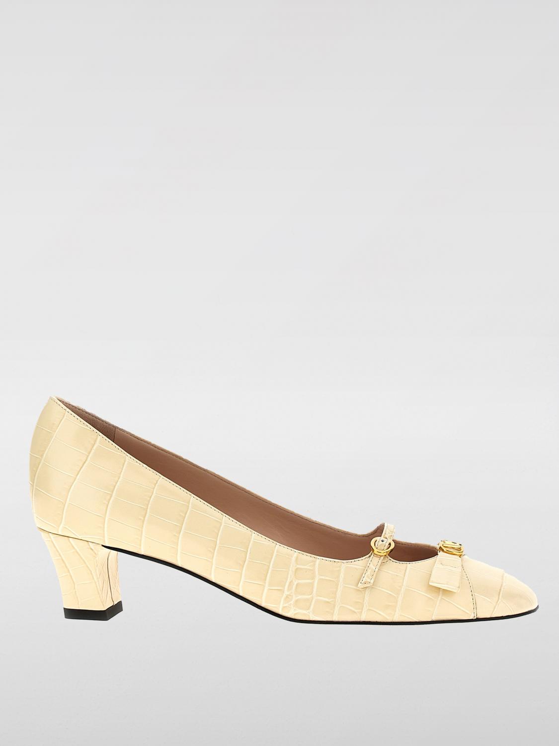 Valentino Bowow 45 Croc-effect Leather Pumps In White