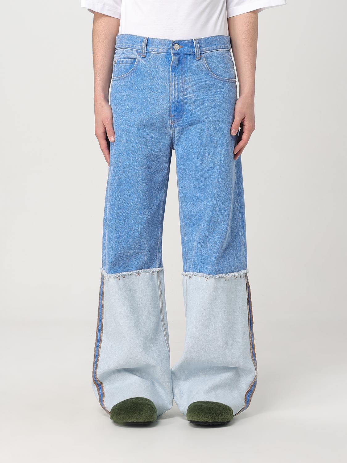 Marni Wide Leg Blue Jeans With High Turn-up In Blue