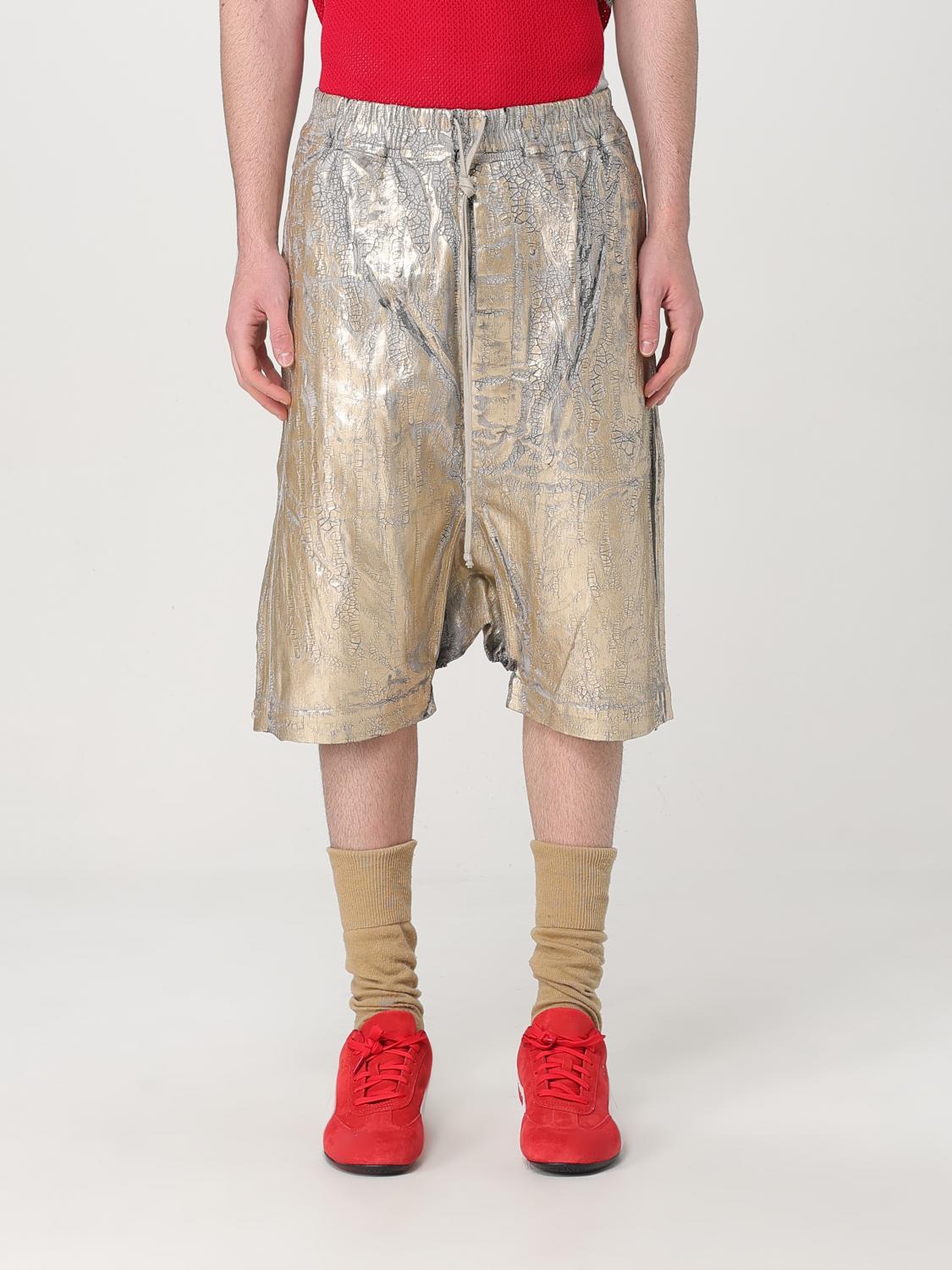Rick Owens Drkshdw Gold Hollywood Drawstring Pods Denim Shorts In Gold
