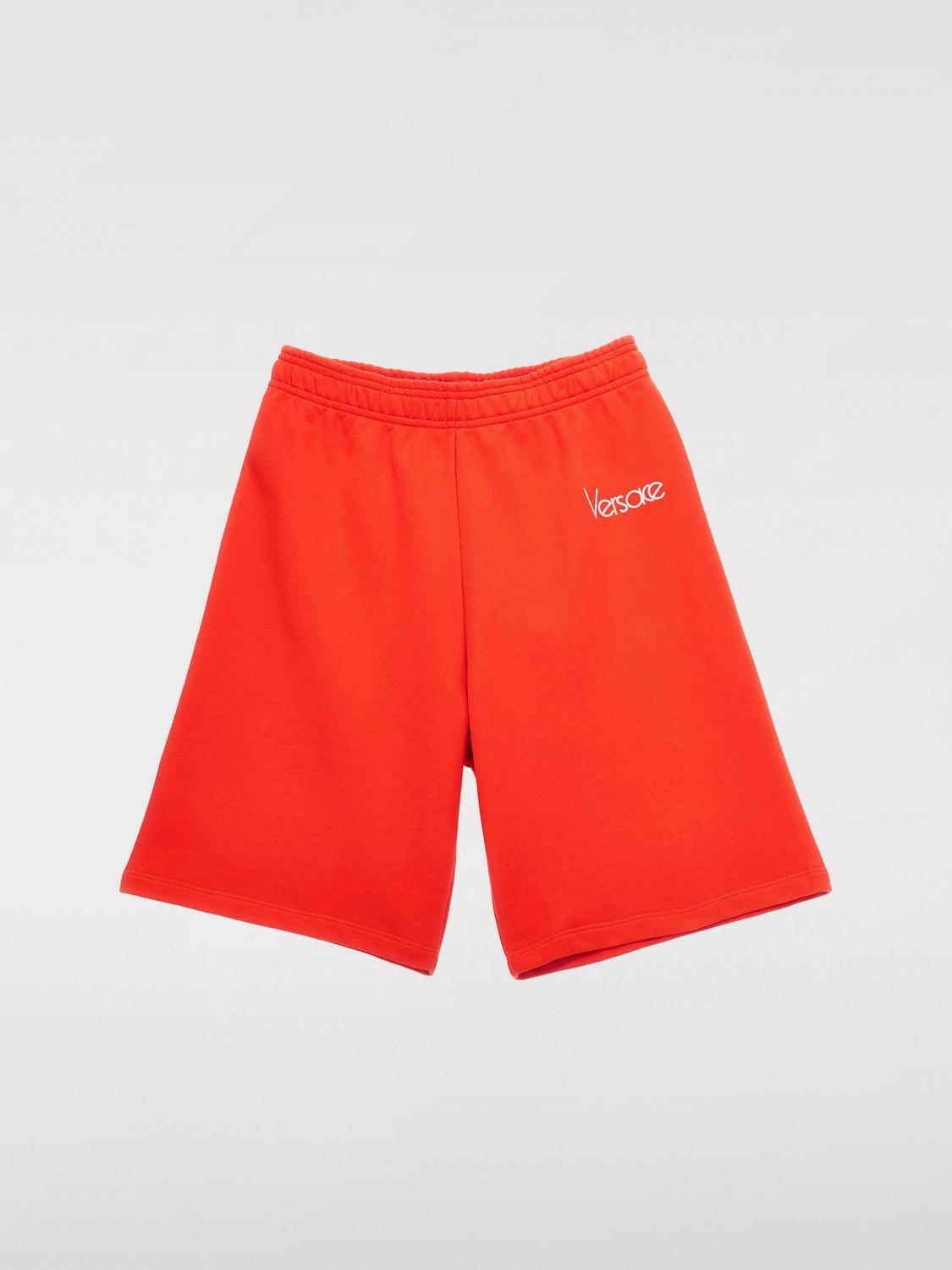 Versace 90s Vintage Logo Bermuda Shorts In Red