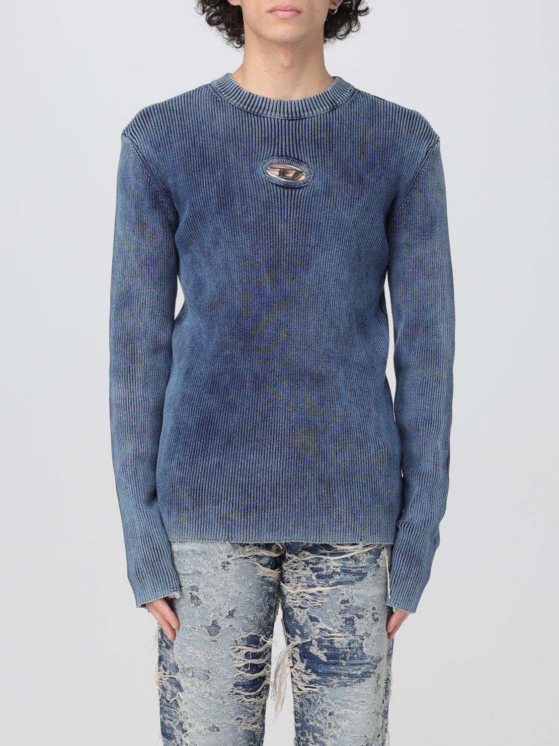 Diesel 'darin' Blue Crewneck T-shirt With Oval D Logo Cut-out On The Front In Blue